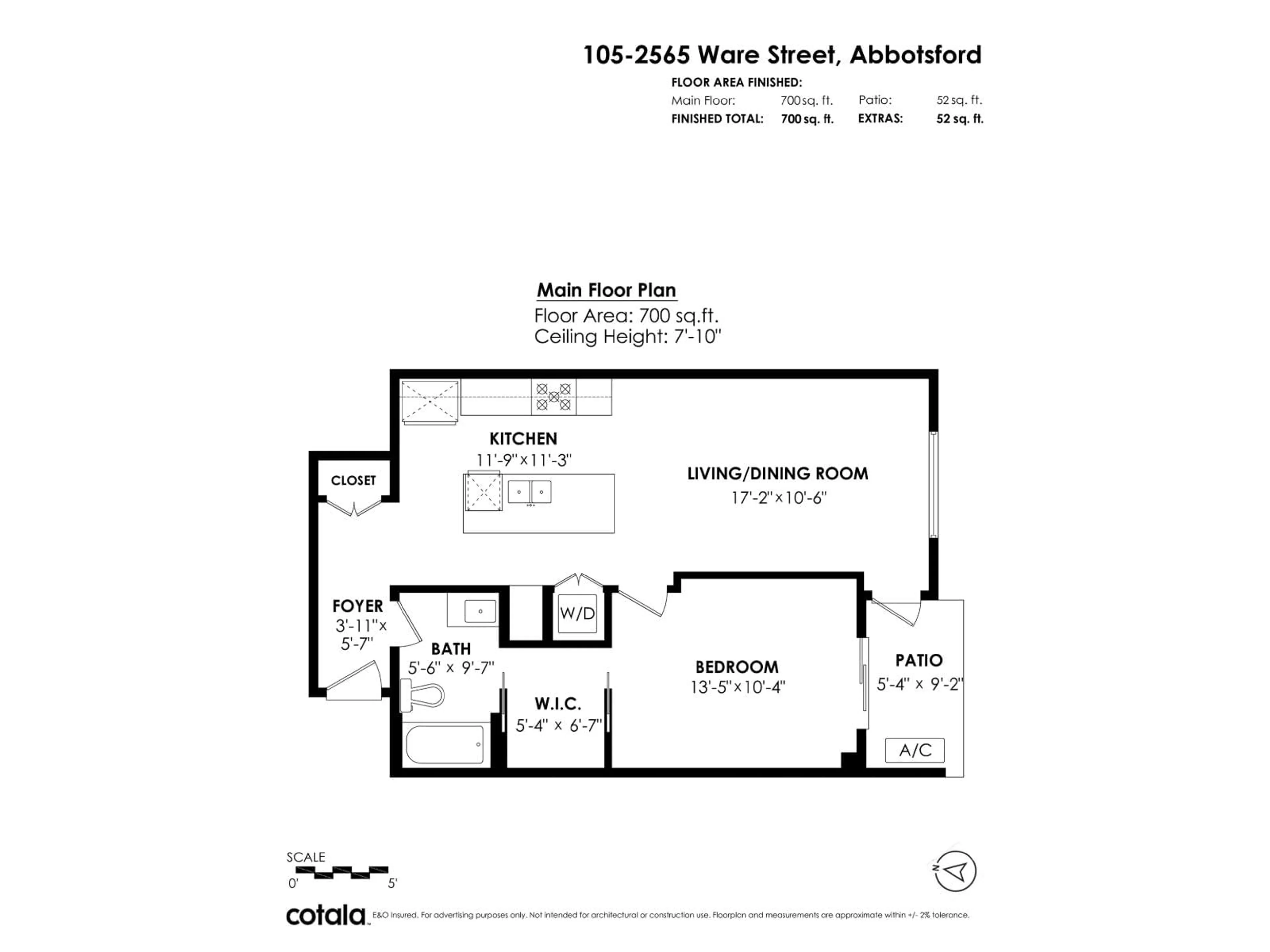 Floor plan for 105 - 2565 WARE STREET, Abbotsford British Columbia V2S0J5