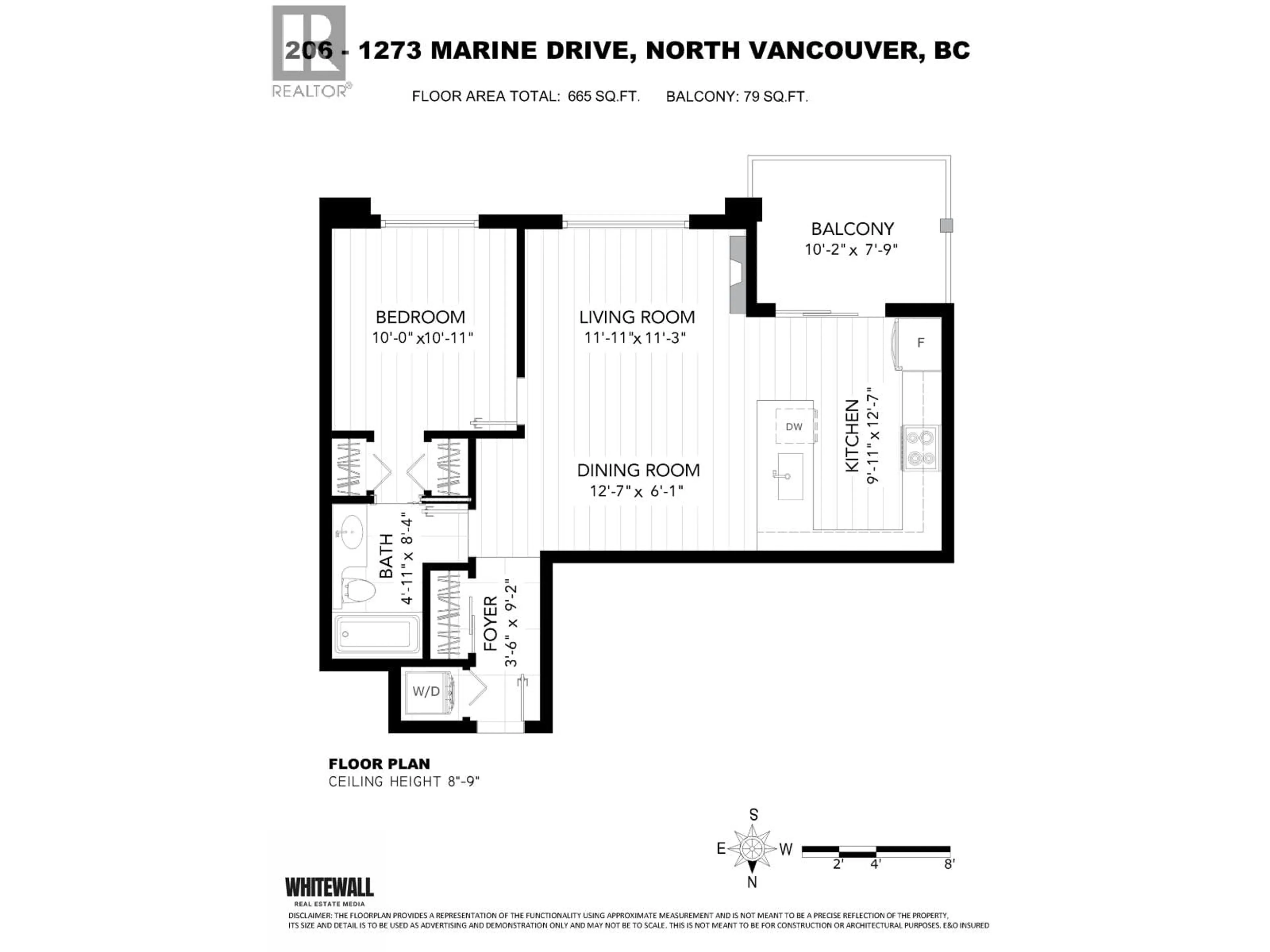 Floor plan for 206 - 1273 MARINE DRIVE, North Vancouver British Columbia V7P1T3