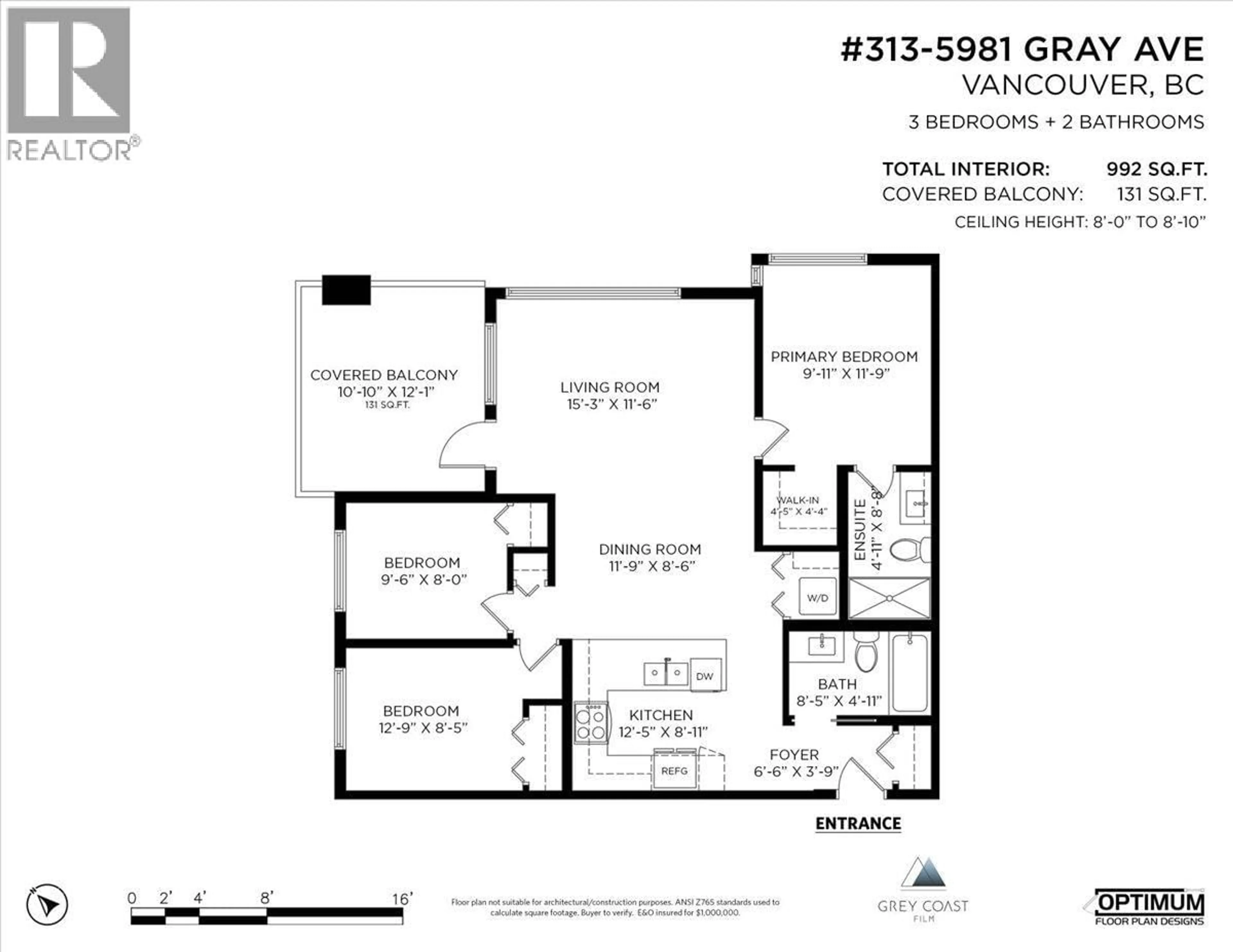Floor plan for 313 - 5981 GRAY AVENUE, Vancouver British Columbia V6S0G1