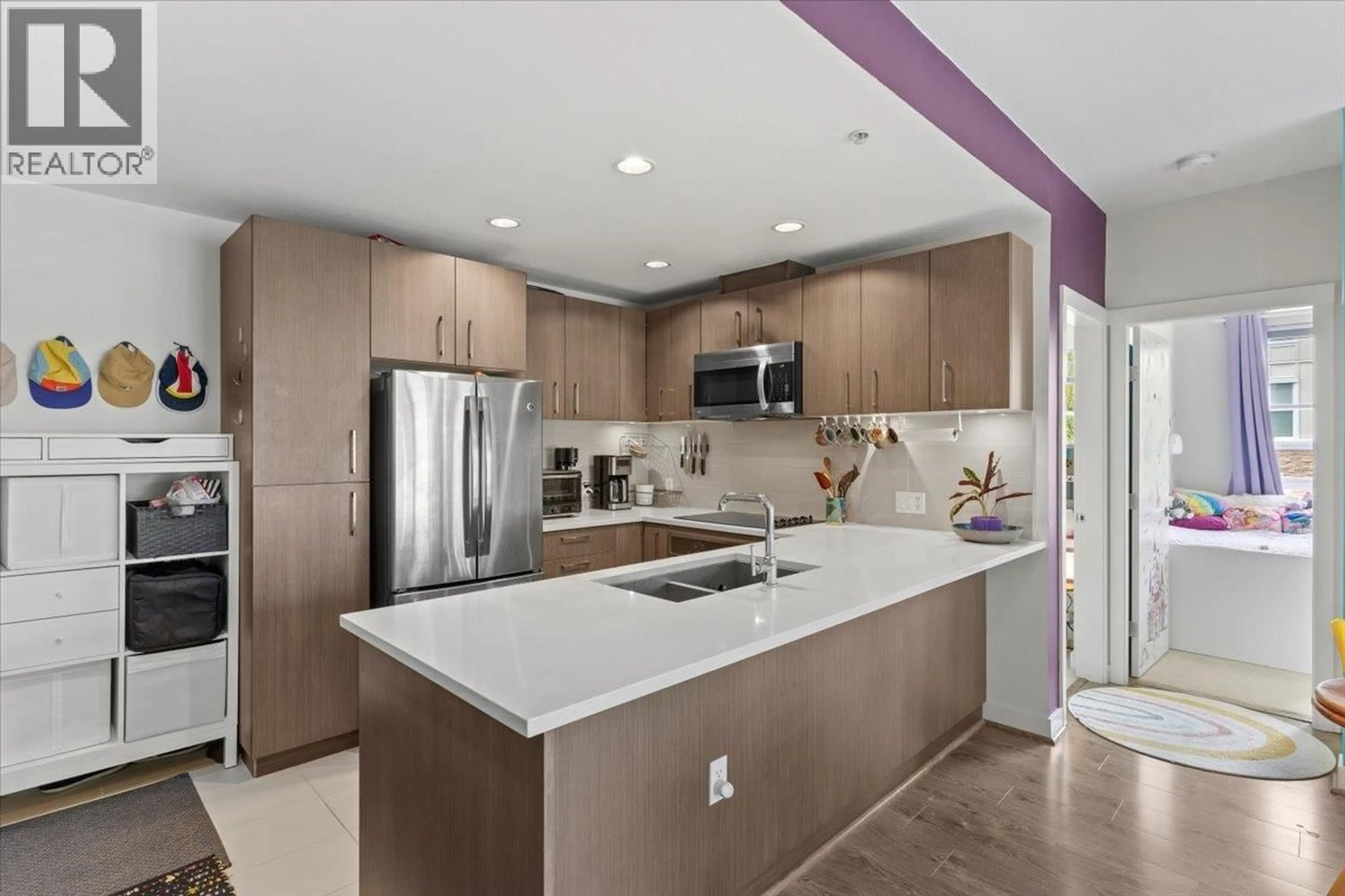 Contemporary kitchen, ceramic/tile floor for 313 - 5981 GRAY AVENUE, Vancouver British Columbia V6S0G1