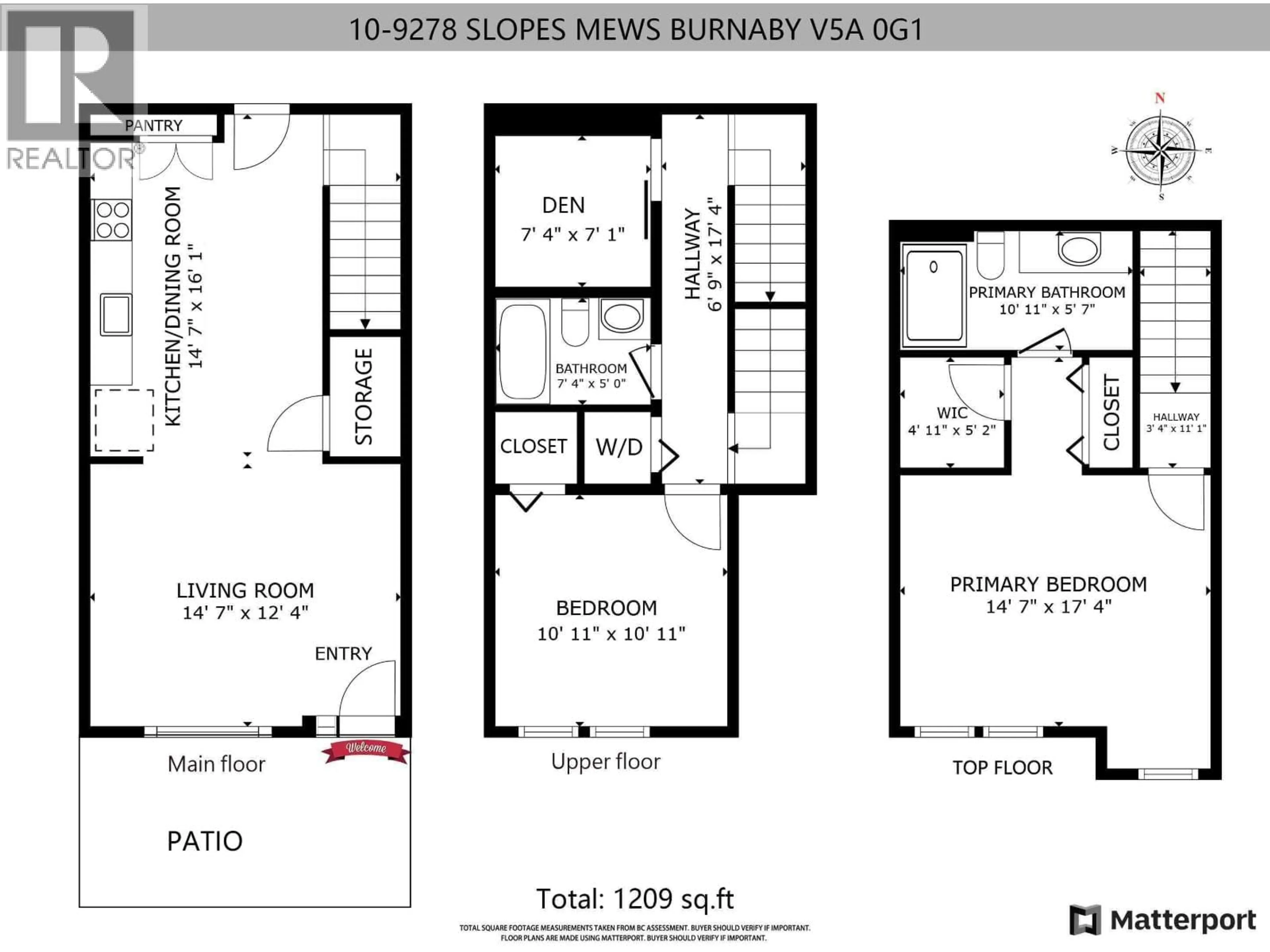 Floor plan for 10 - 9278 SLOPES MEWS, Burnaby British Columbia V5A0G1
