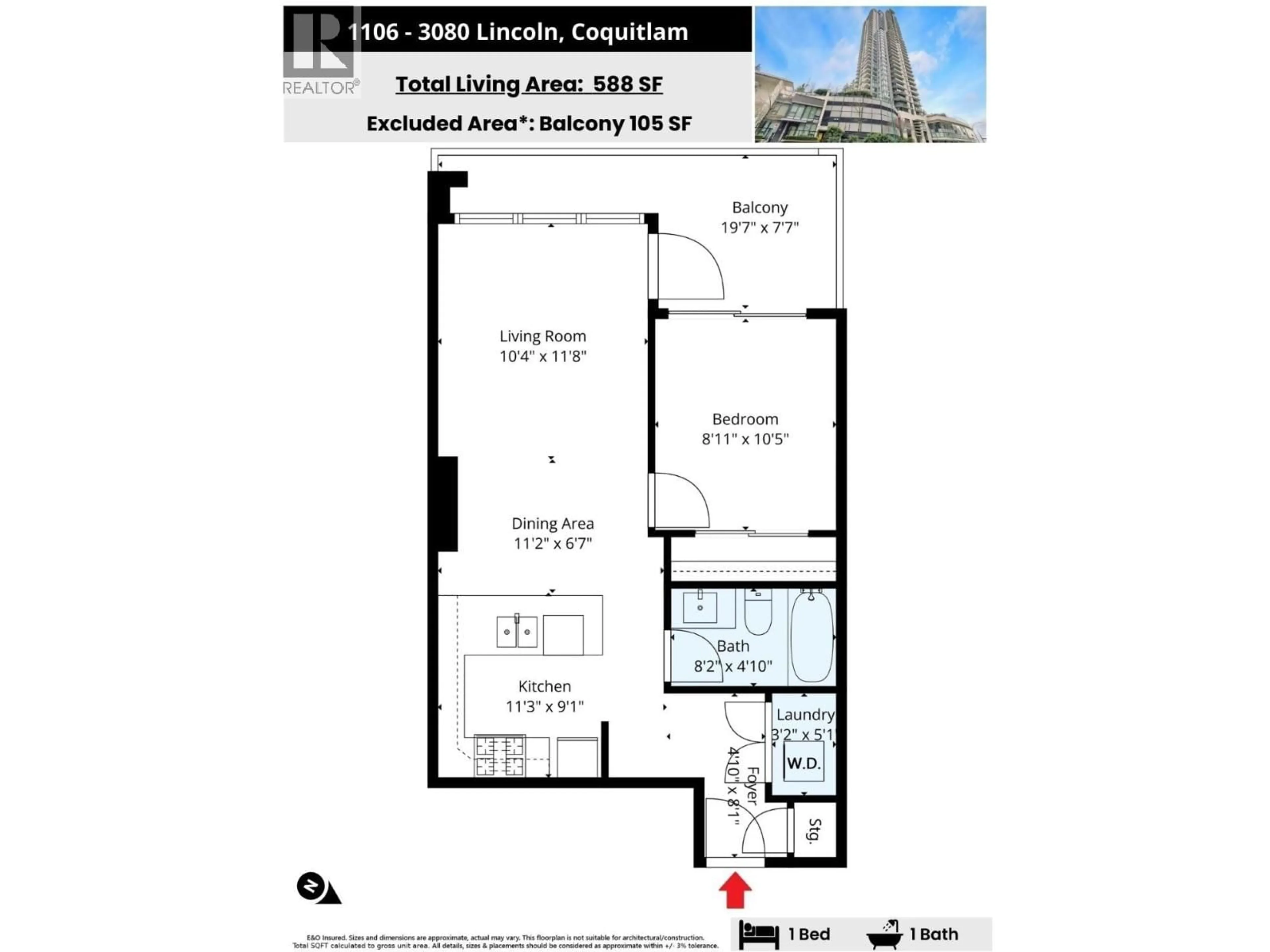 Floor plan for 1106 - 3080 LINCOLN STREET, Coquitlam British Columbia V3B0L9