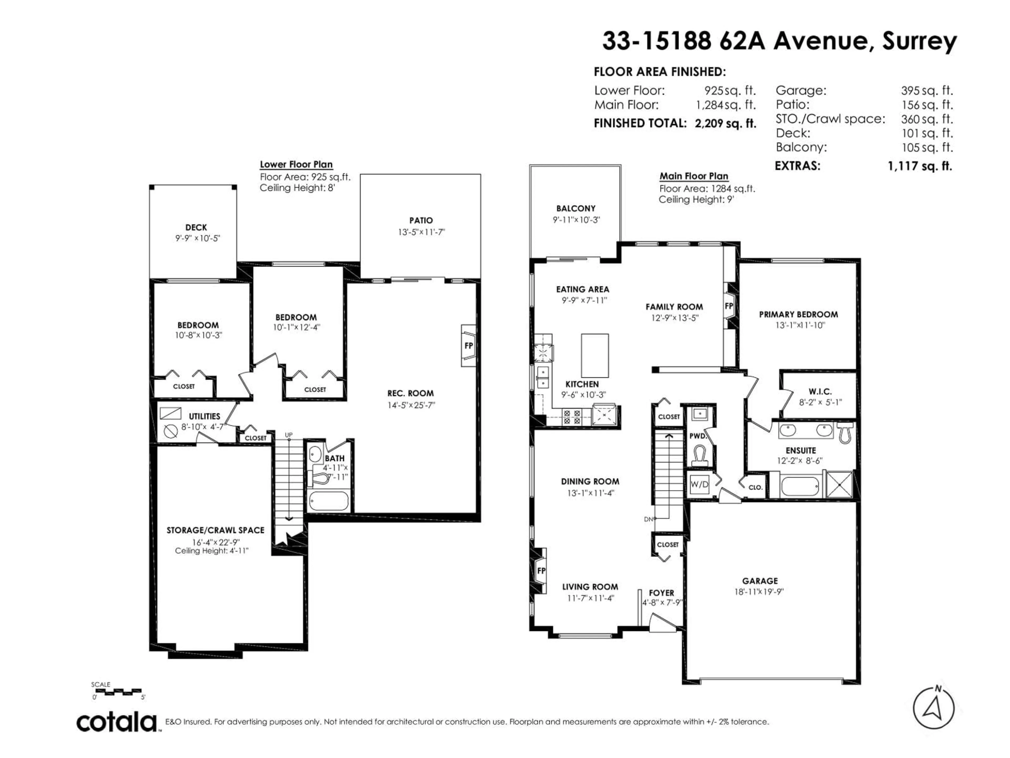 Floor plan for 33 - 15188 62A AVENUE, Surrey British Columbia V3S1W7