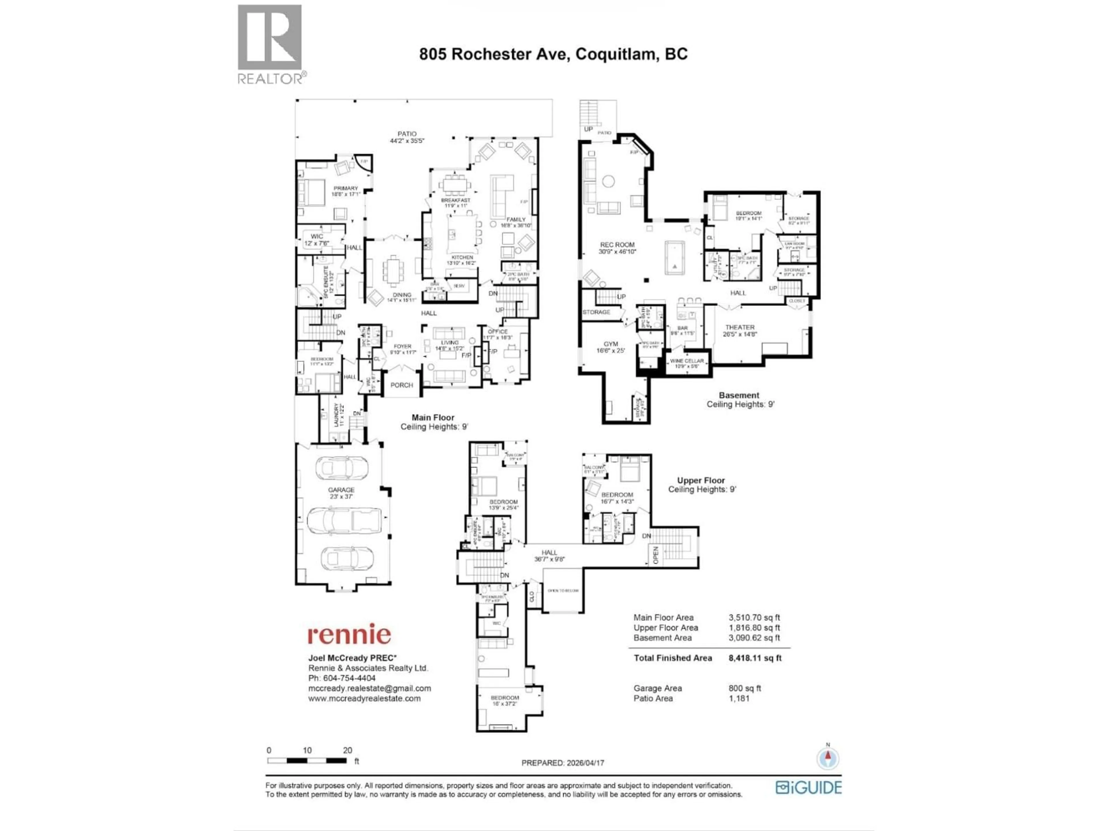 Floor plan for 805 ROCHESTER AVENUE, Coquitlam British Columbia V3K2W3