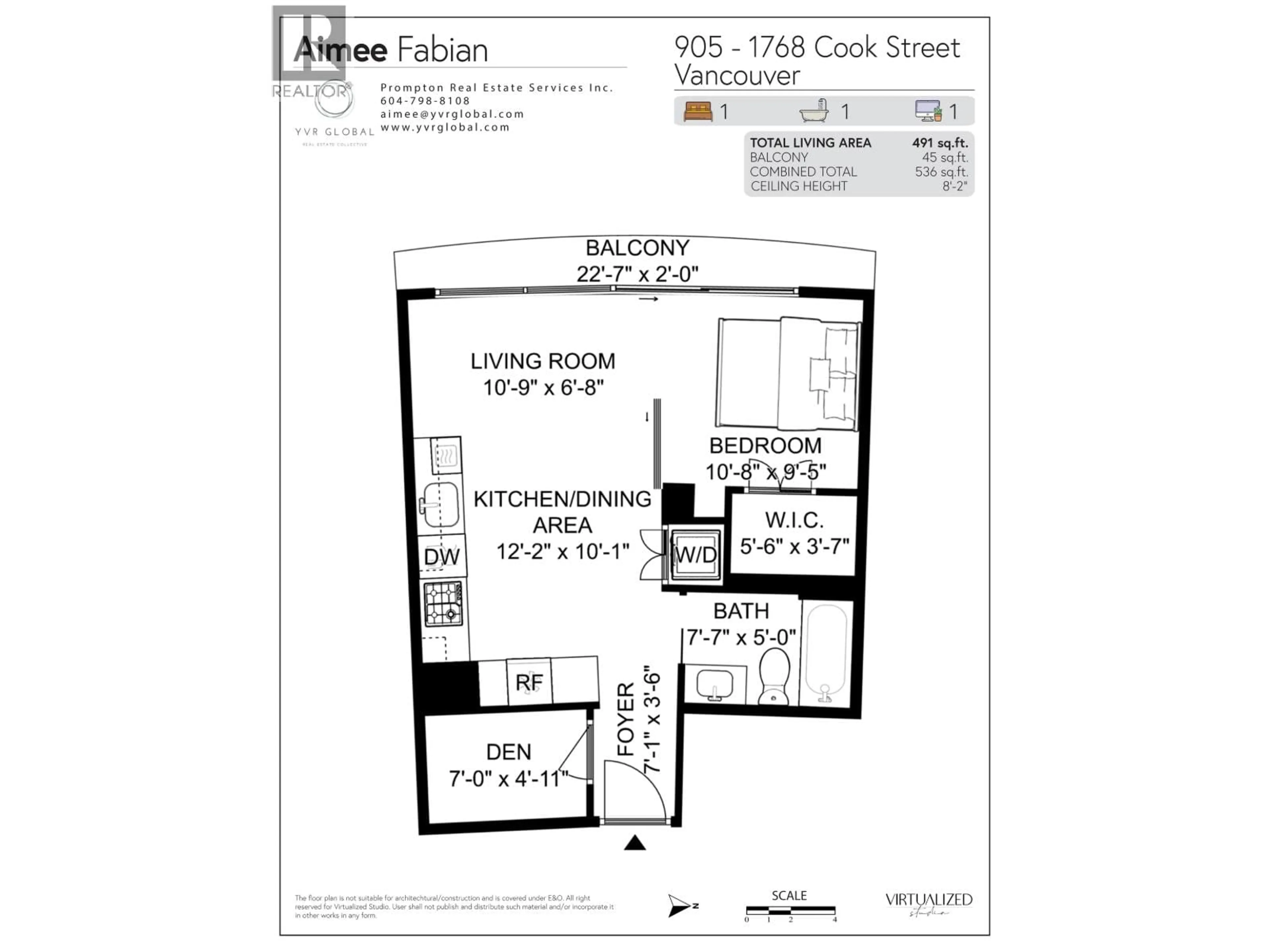 Floor plan for 905 - 1768 COOK STREET, Vancouver British Columbia V5Y0N3