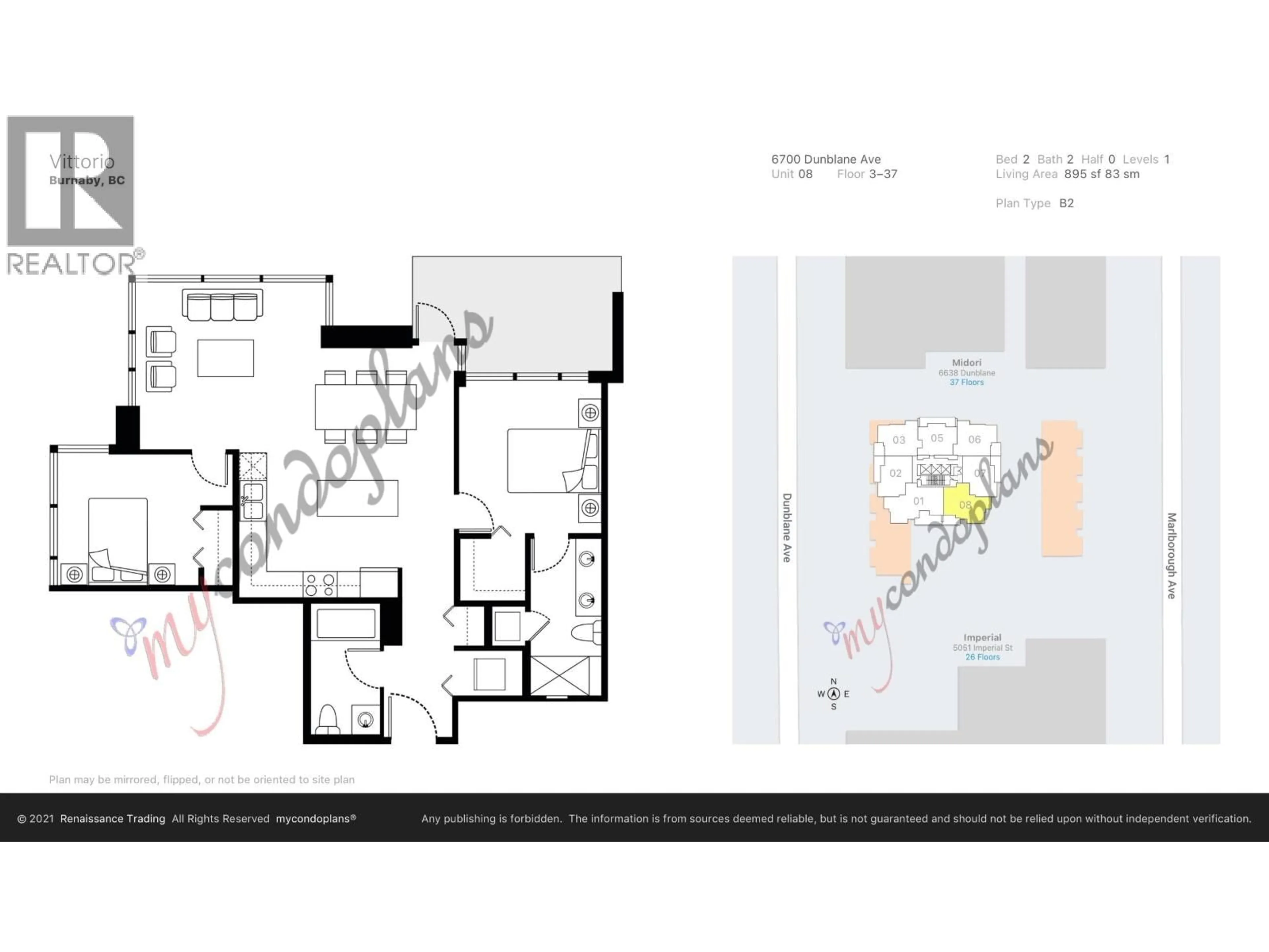 Floor plan for 2808 - 6700 DUNBLANE AVENUE, Burnaby British Columbia V5H0J3