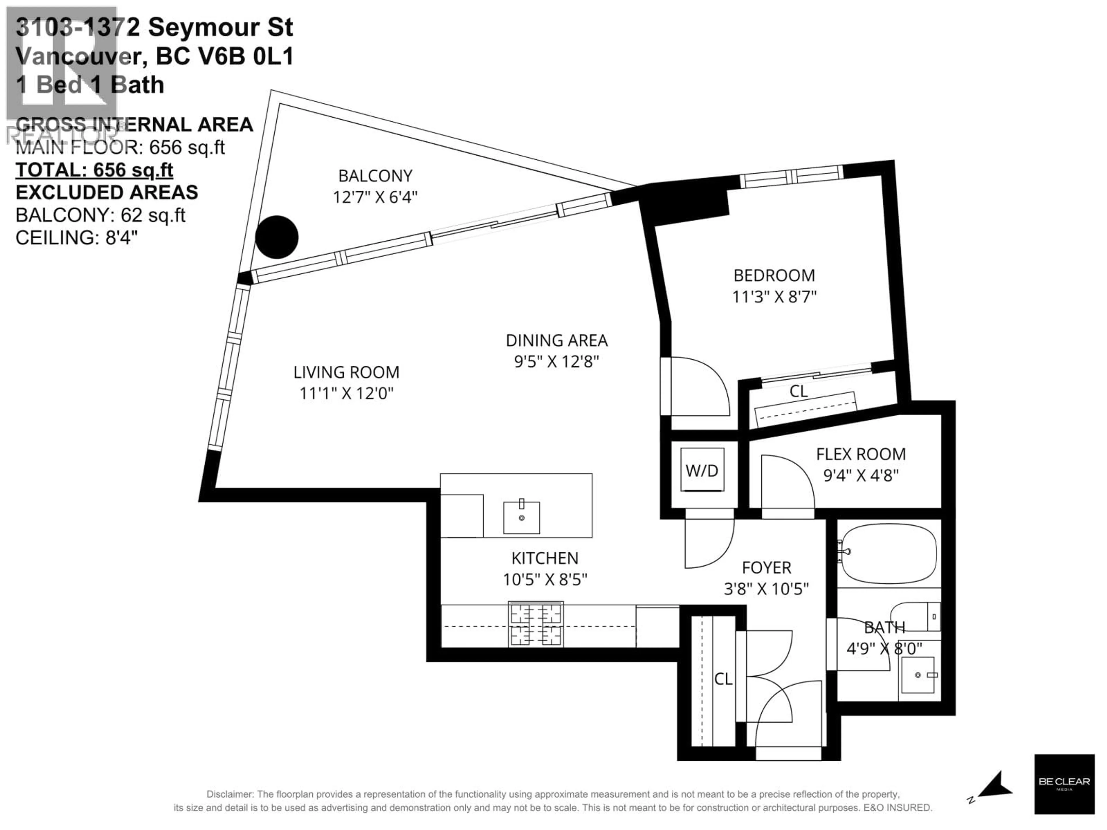 Floor plan for 3103 - 1372 SEYMOUR STREET, Vancouver British Columbia V6B0L1