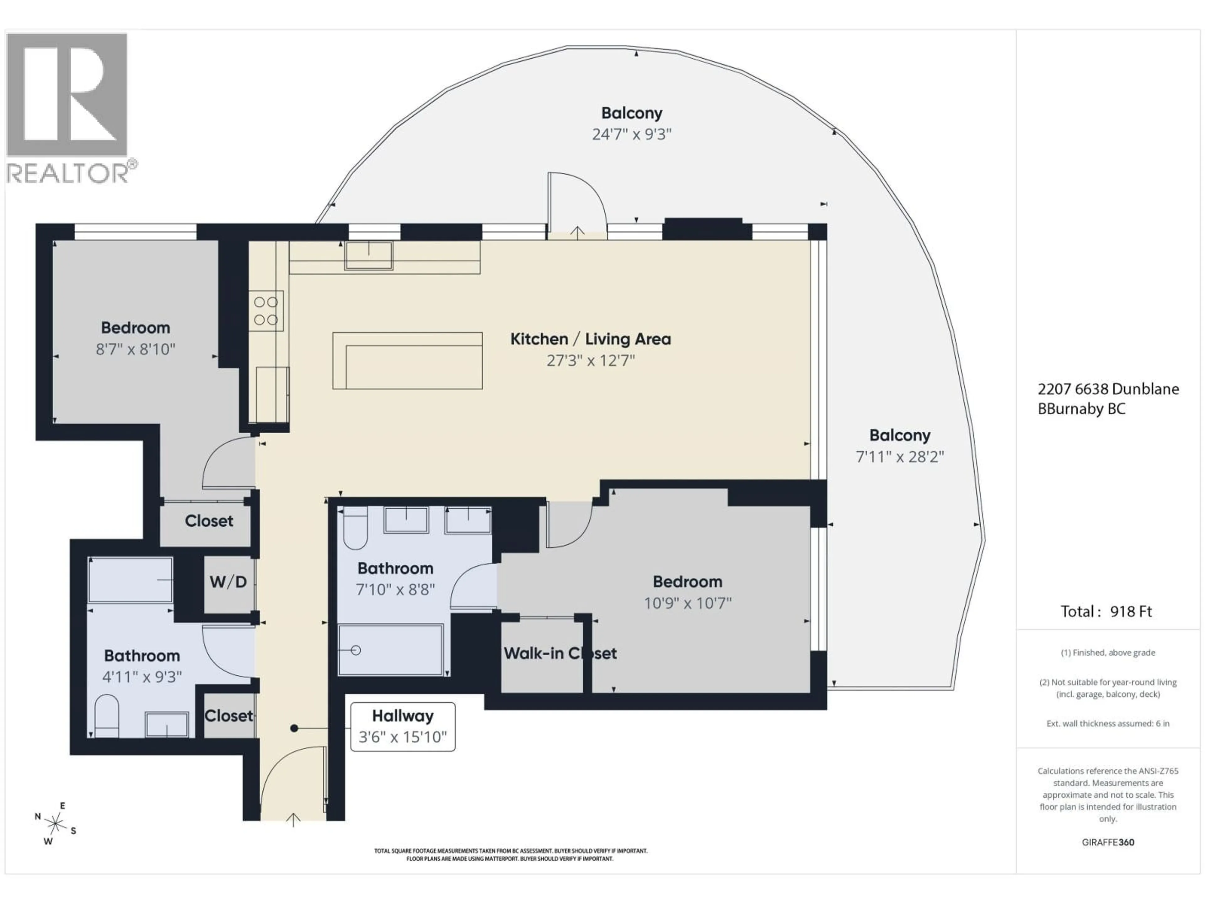 Floor plan for 2207 - 6638 DUNBLANE AVENUE, Burnaby British Columbia V5H0G8