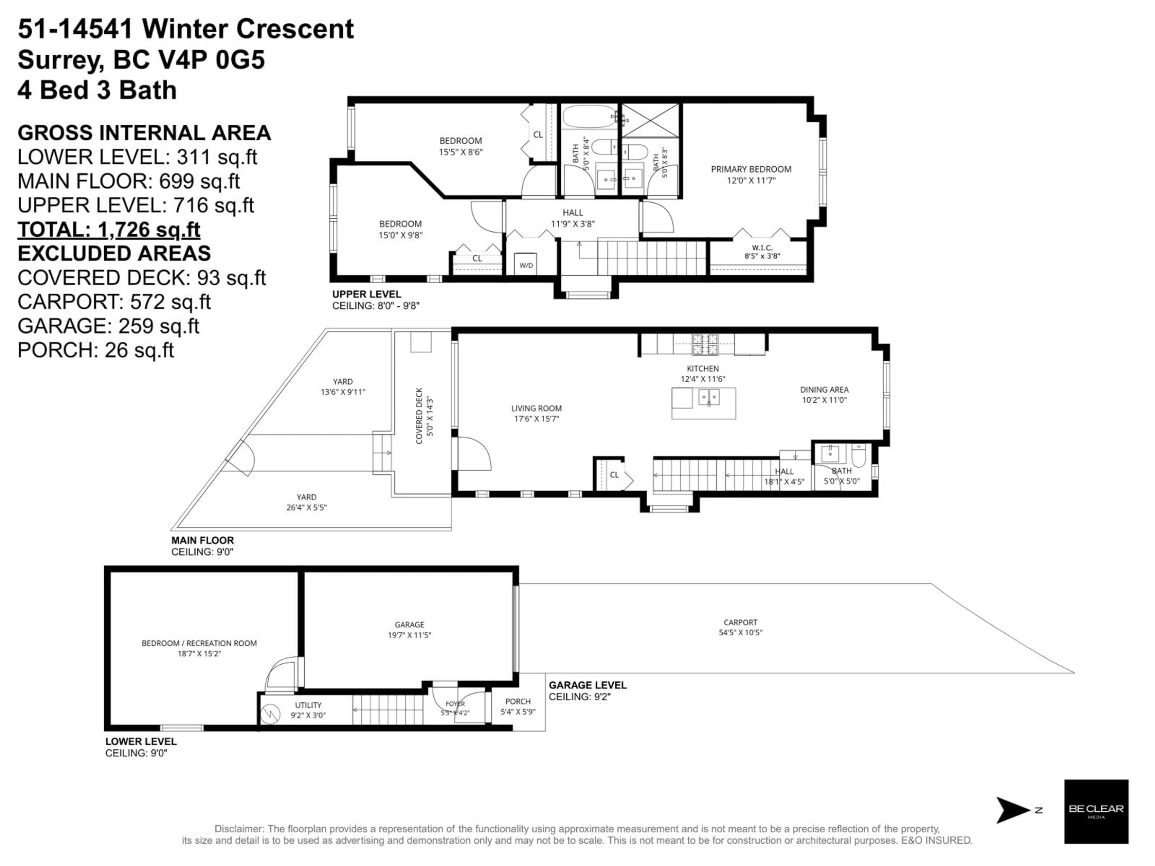 Floor plan for 51 - 14541 WINTER CRESCENT, Surrey British Columbia V4P0G5
