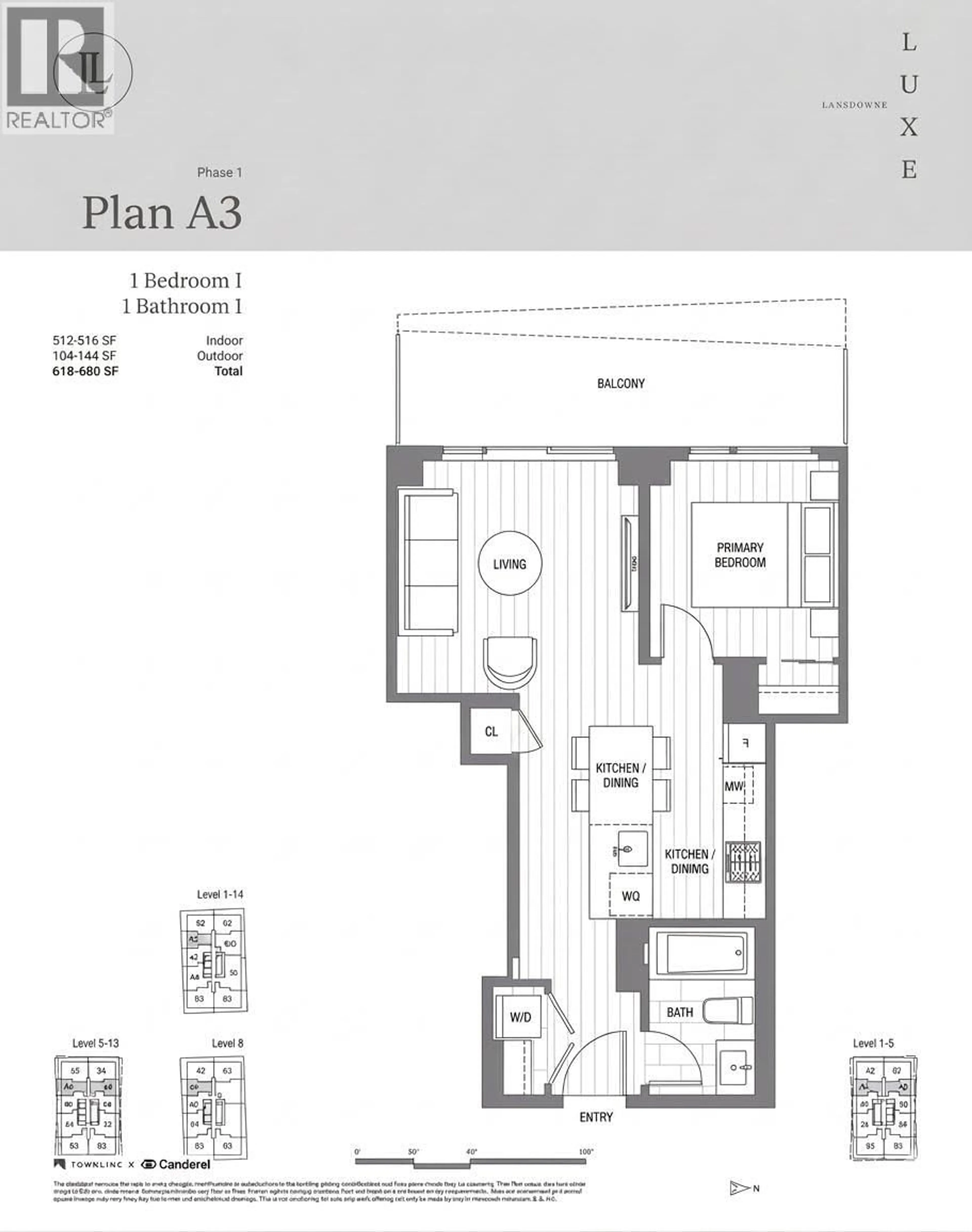 Floor plan for 1207 - 5593 NO. 3 ROAD, Richmond British Columbia V6X0X6