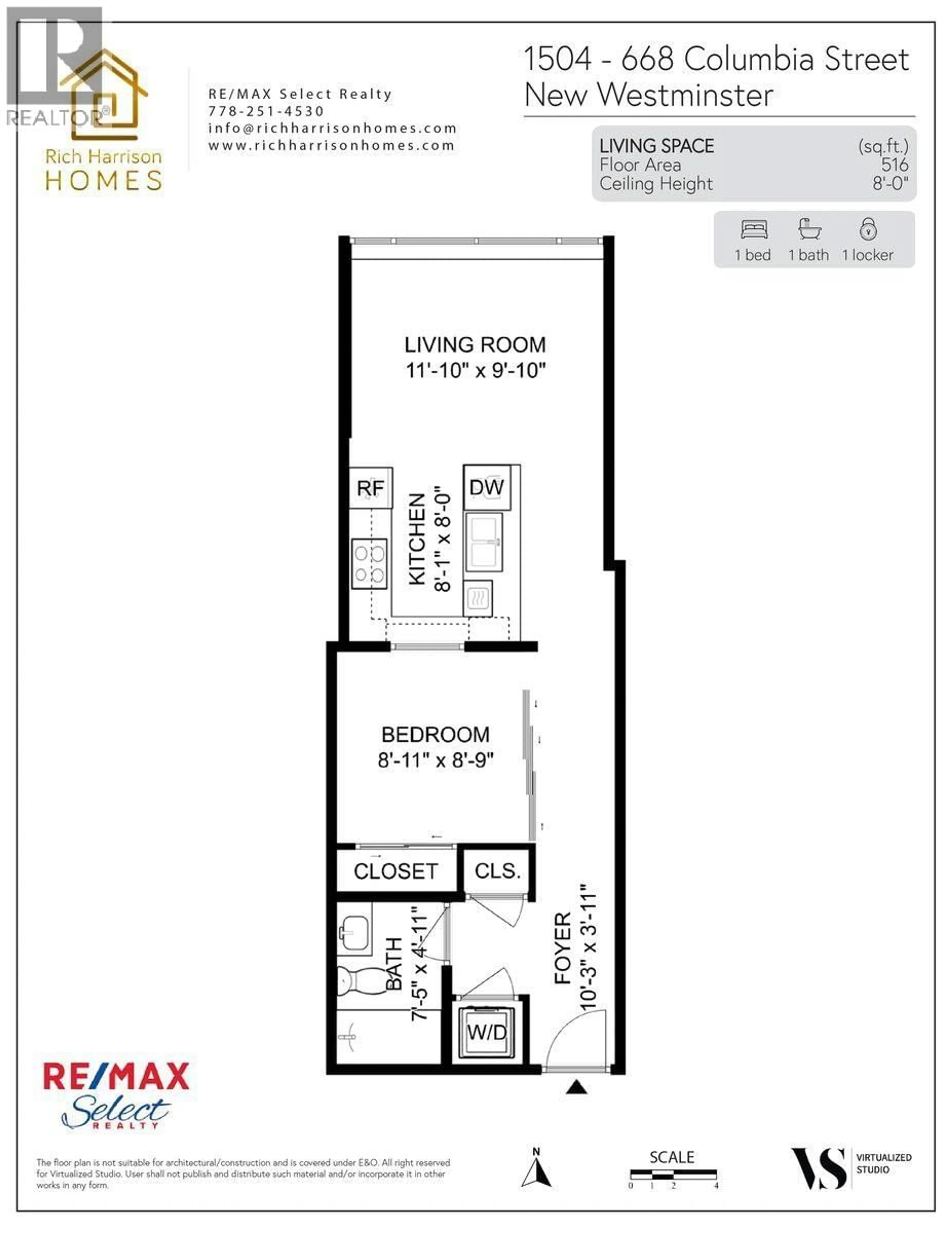 Floor plan for 1504 - 668 COLUMBIA STREET, New Westminster British Columbia V3M1A9