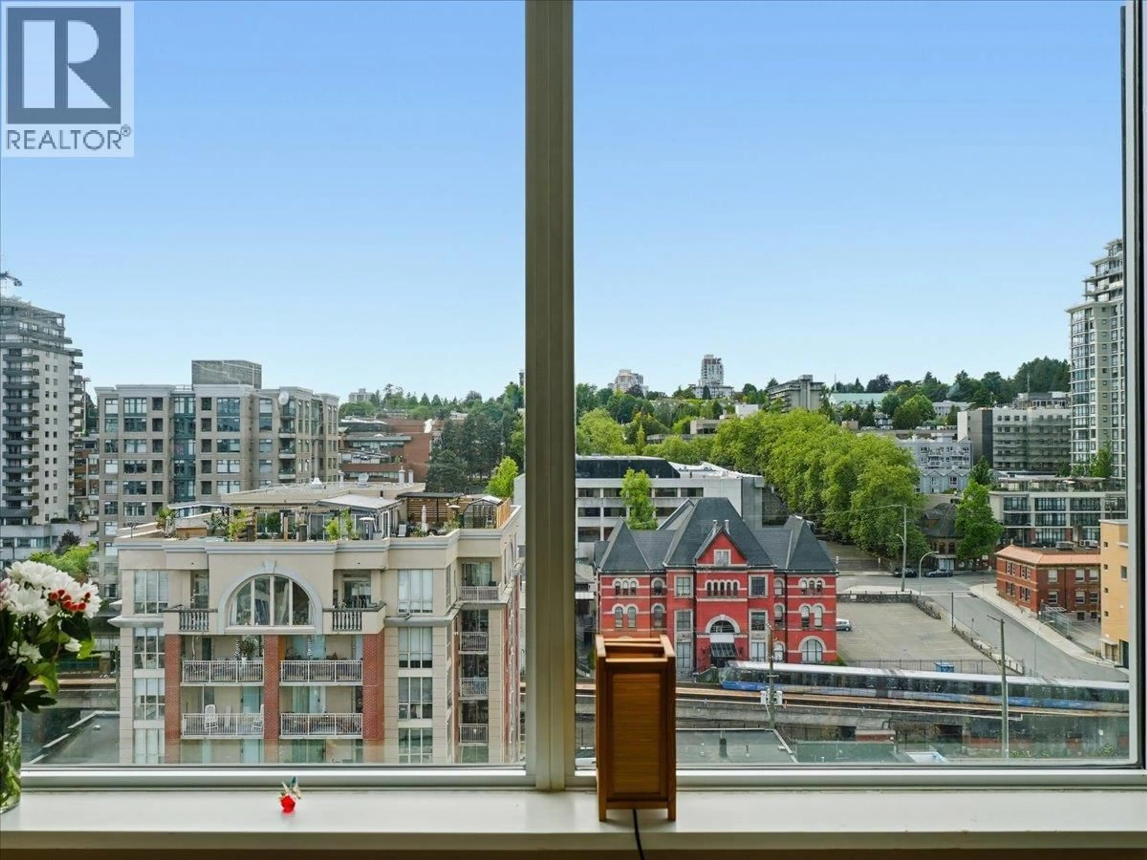 Balcony in the apartment, city buildings view from balcony for 1504 - 668 COLUMBIA STREET, New Westminster British Columbia V3M1A9