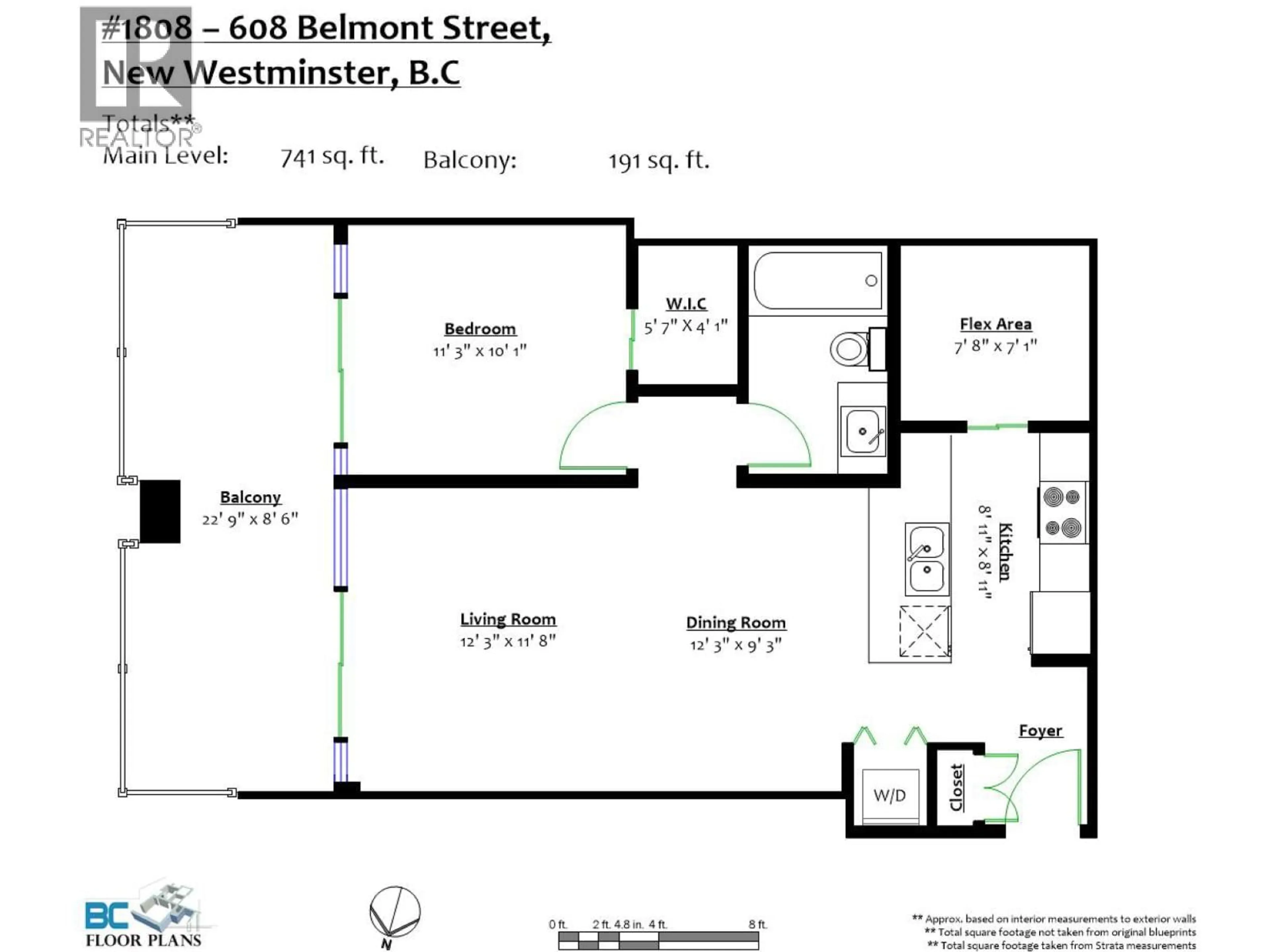 Floor plan for 1808 - 608 BELMONT STREET, New Westminster British Columbia V3M0G8