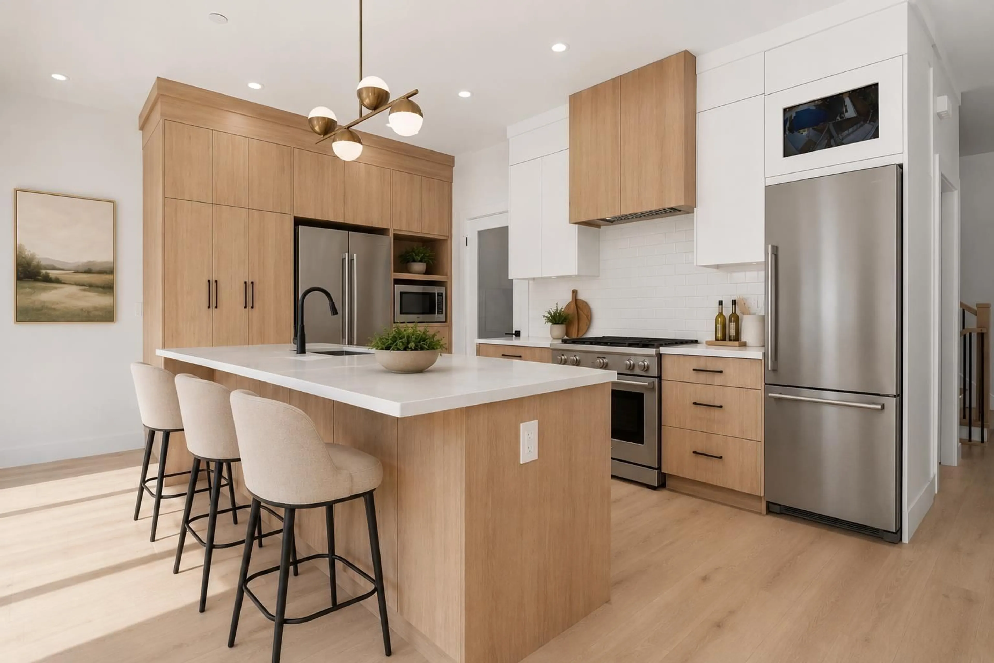 Contemporary kitchen, wood/laminate floor for A - 7531 DUNSMUIR STREET, Mission British Columbia V2V4B5