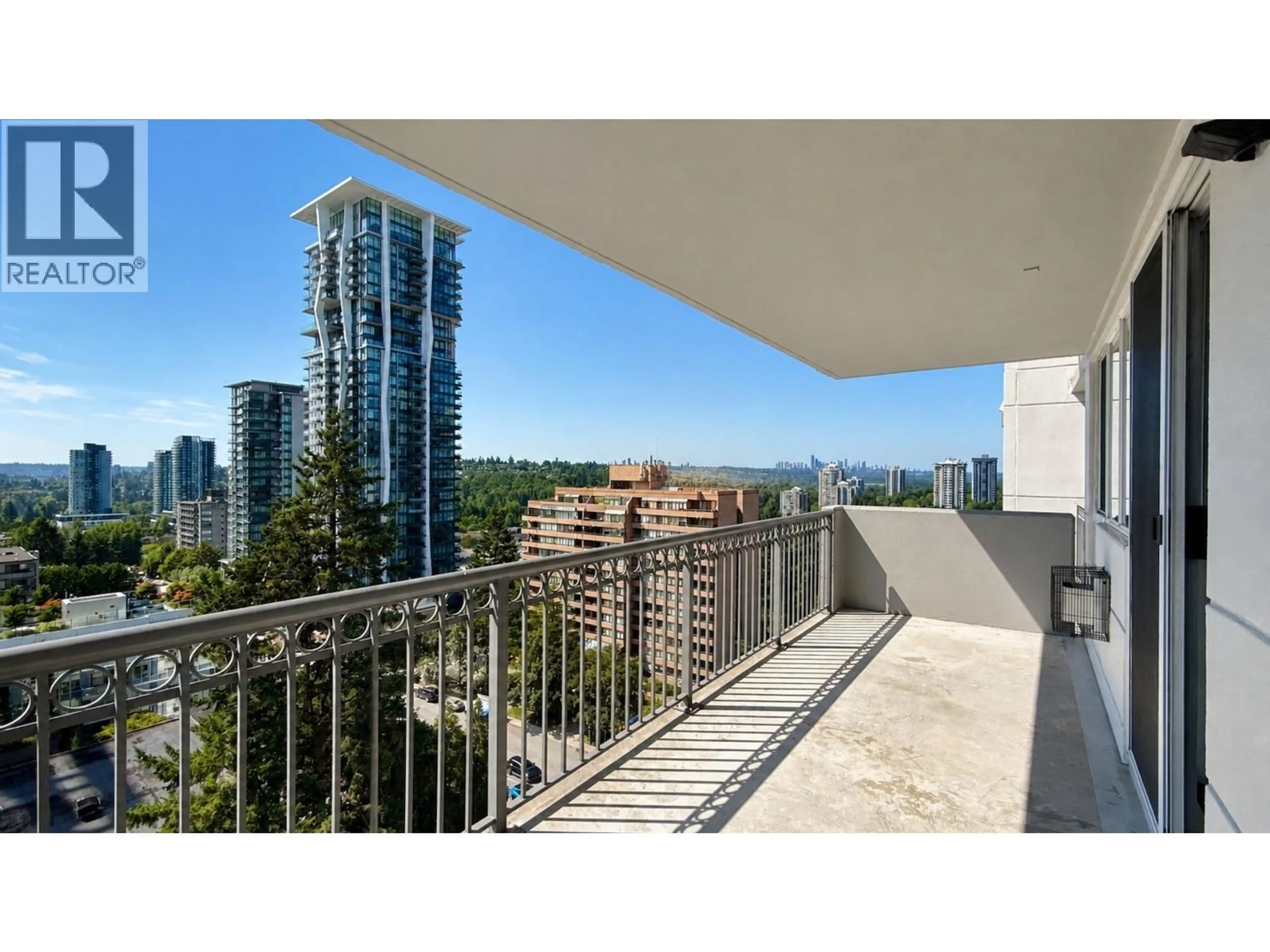 Balcony in the apartment, city buildings view from balcony for 1101 - 551 AUSTIN AVENUE, Coquitlam British Columbia V3K6R7