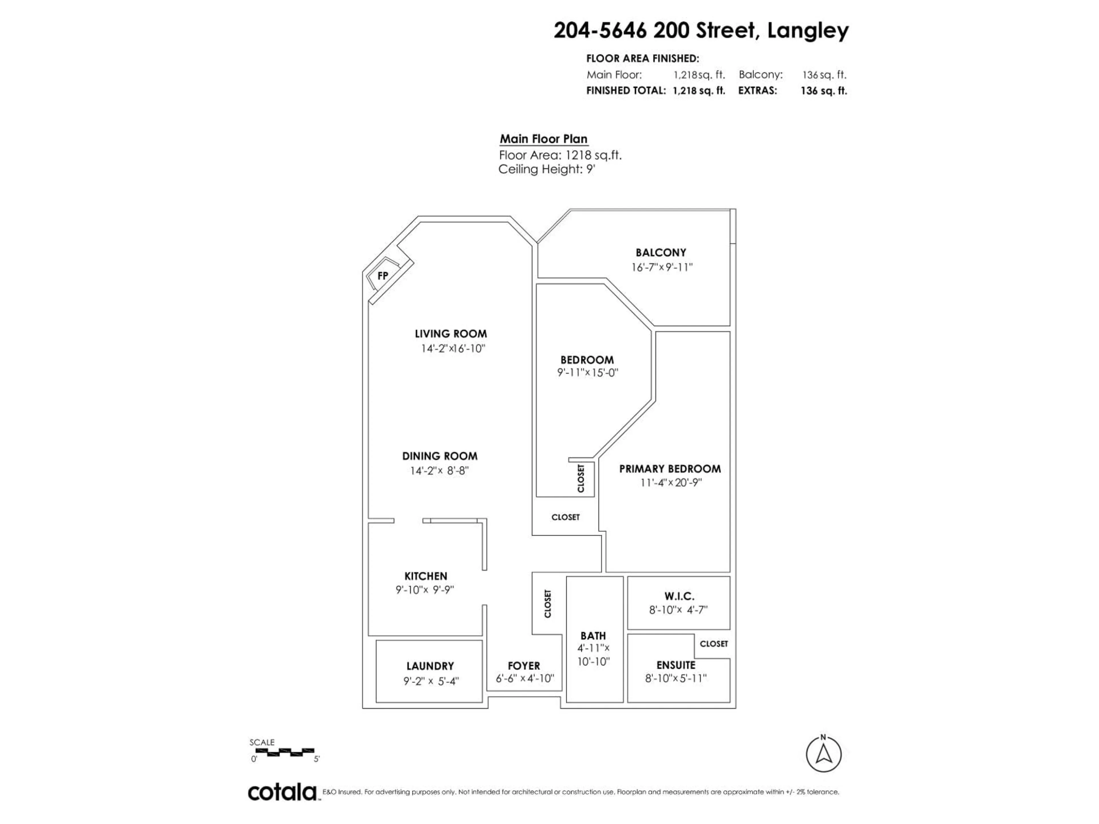 Floor plan for 204 - 5646 200 STREET, Langley British Columbia V3A1M8