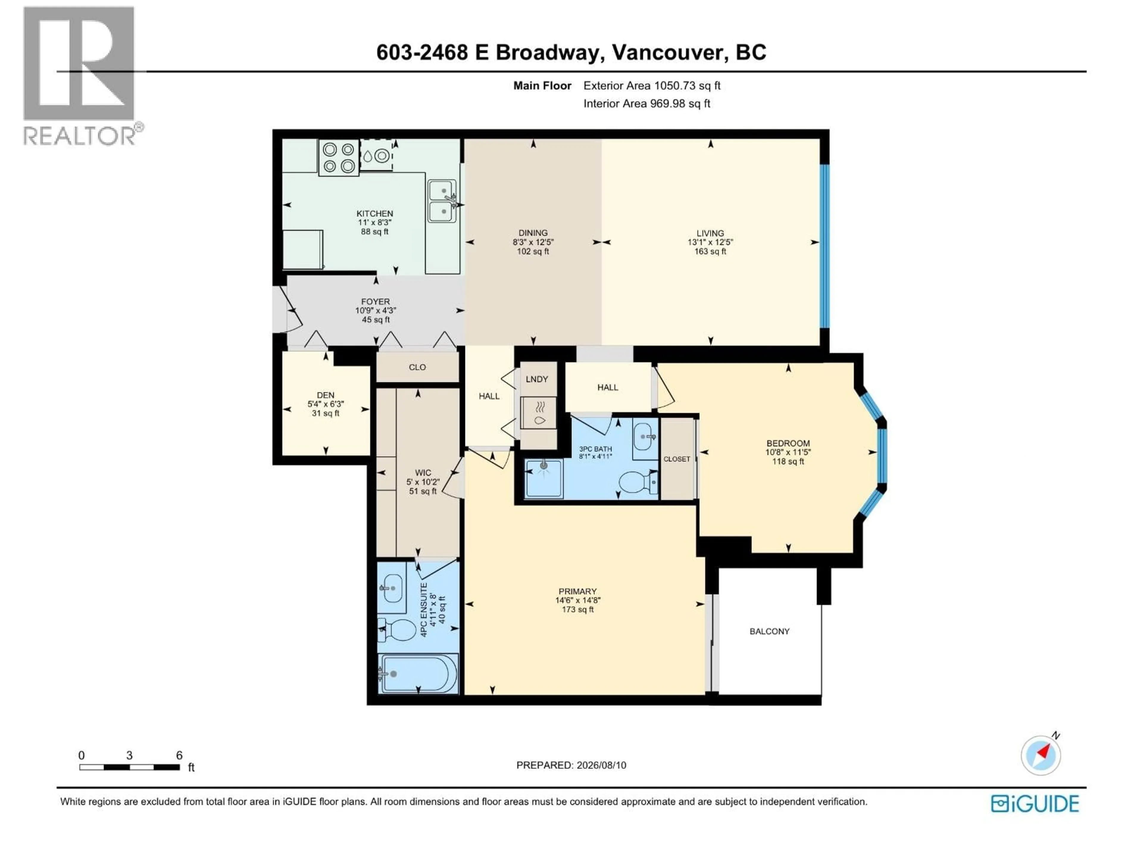 Floor plan for 603 - 2468 BROADWAY, Vancouver British Columbia V5M4V1