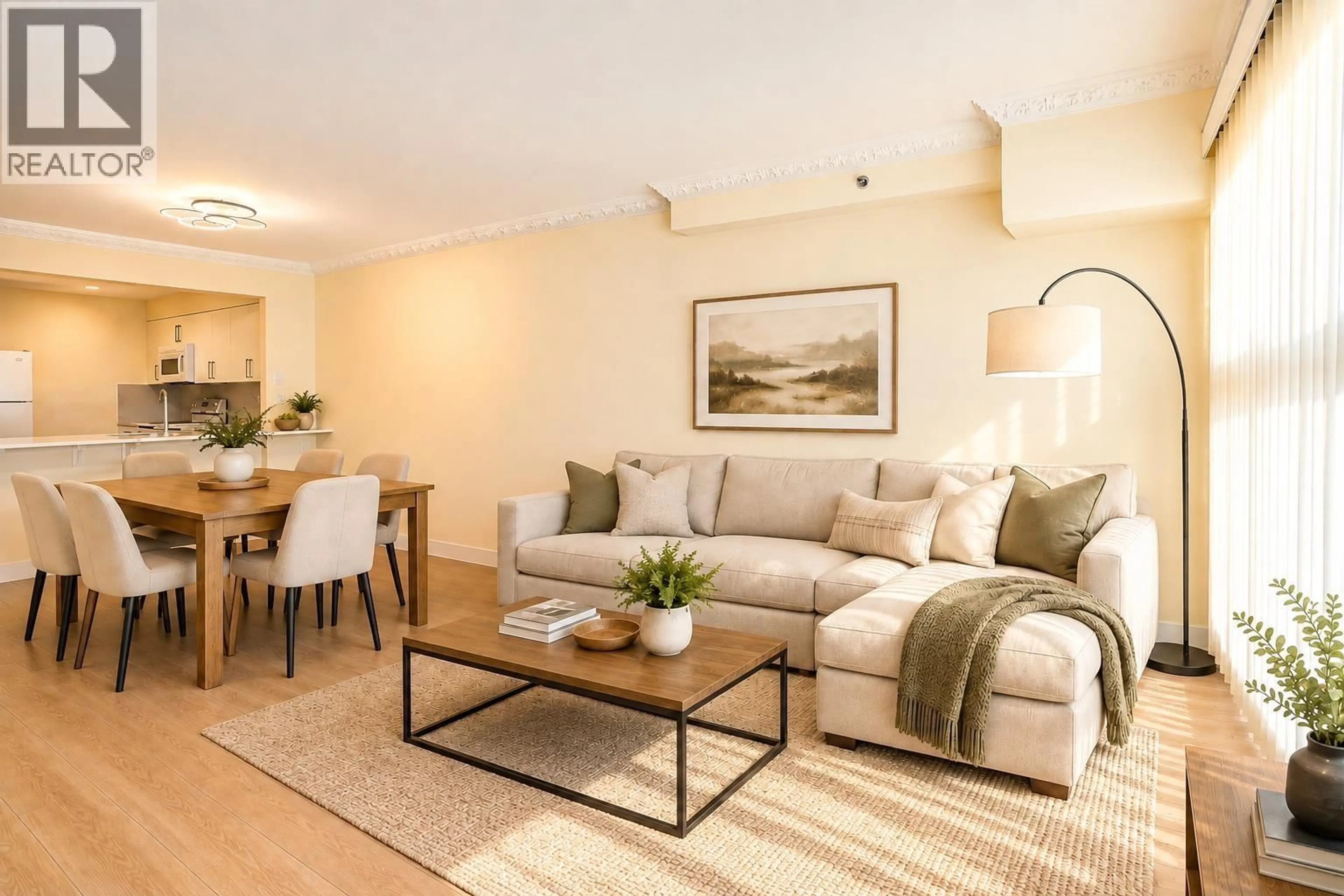 Living room with furniture, wood/laminate floor for 603 - 2468 BROADWAY, Vancouver British Columbia V5M4V1