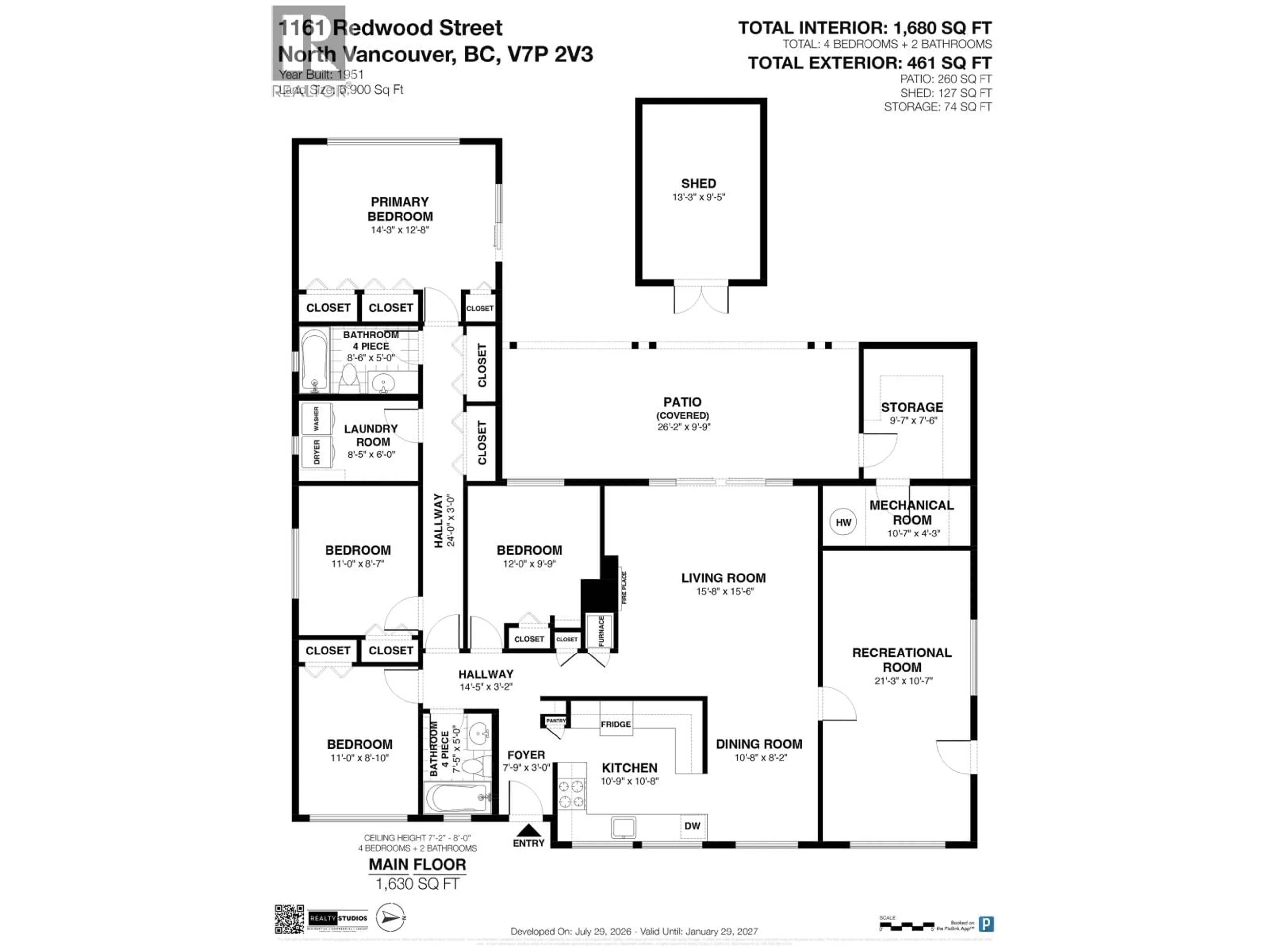 Floor plan for 1161 REDWOOD STREET, North Vancouver British Columbia V7P2V3