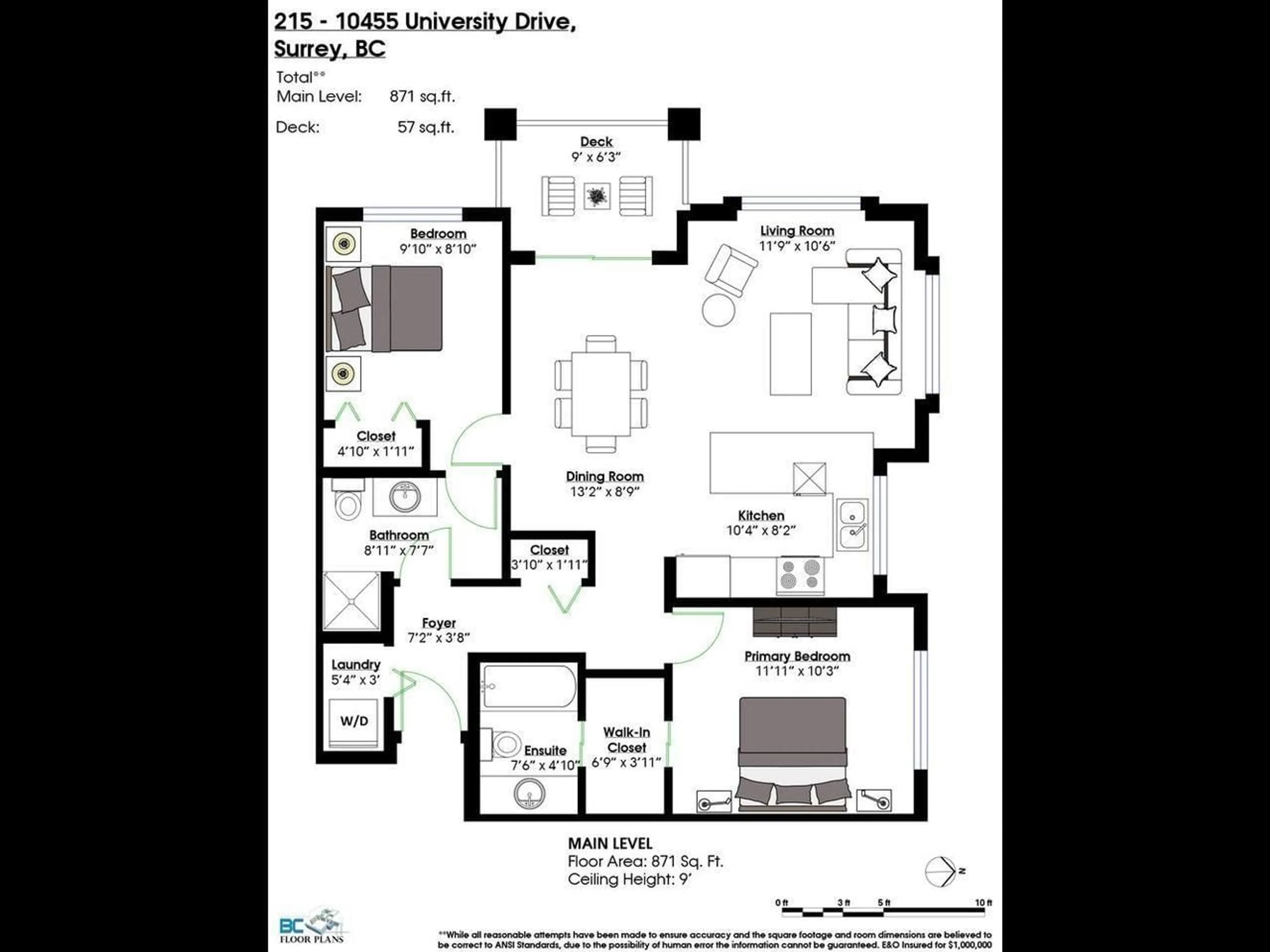 Floor plan for 215 - 10455 UNIVERSITY DRIVE, Surrey British Columbia V3T0A5