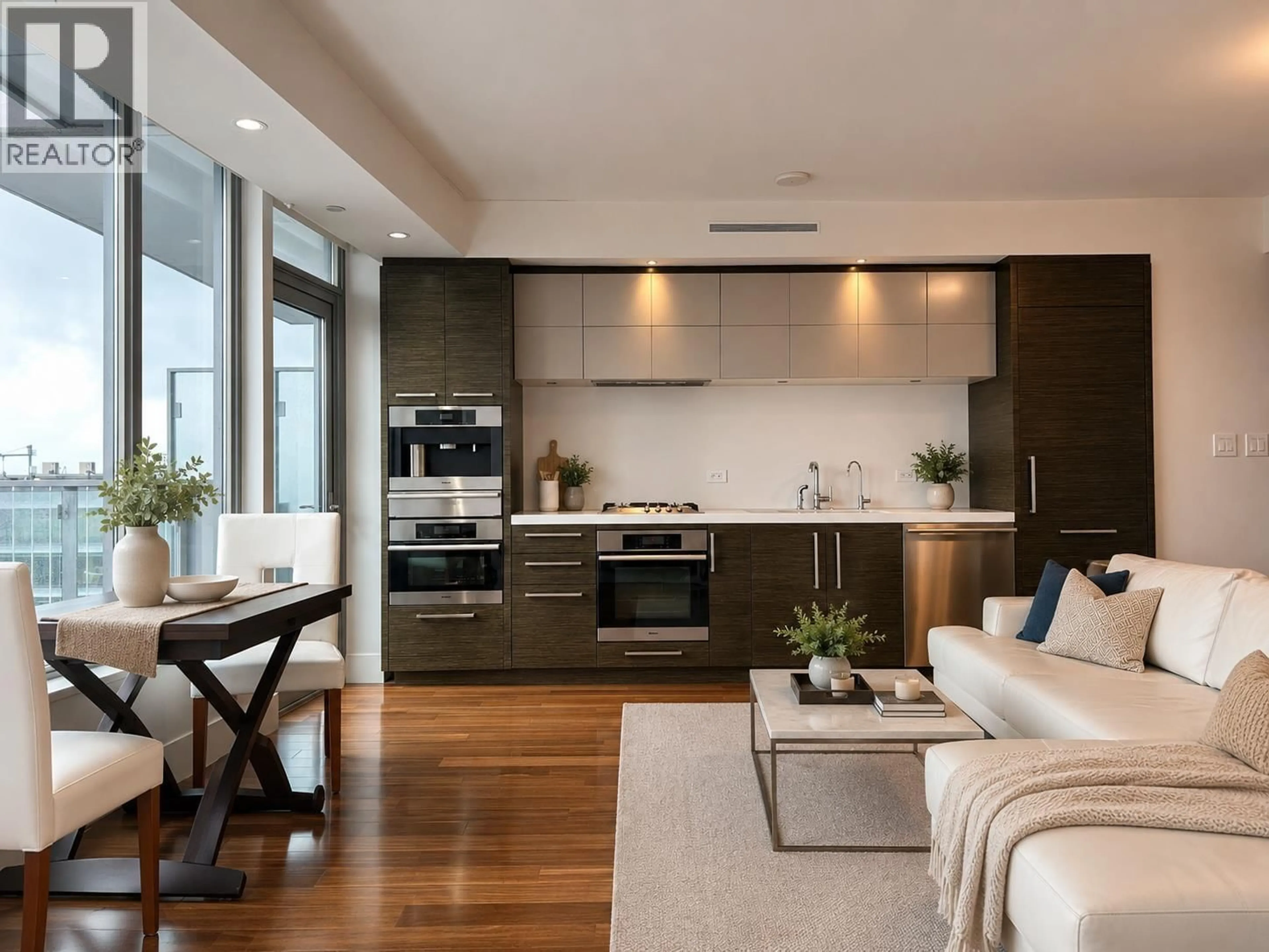 Open concept kitchen, wood/laminate floor for 3203 - 667 HOWE STREET, Vancouver British Columbia V6C0B5