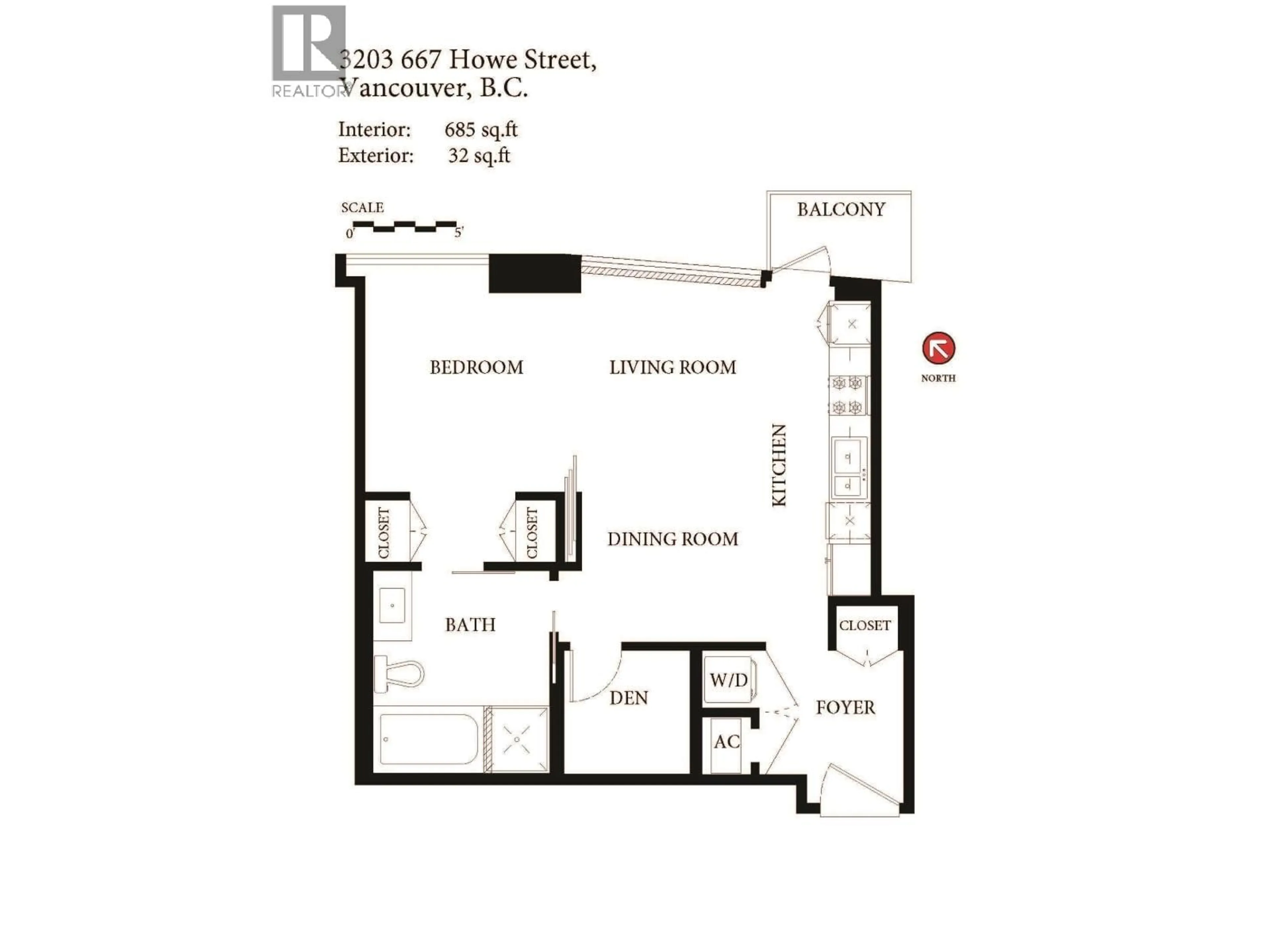 Floor plan for 3203 - 667 HOWE STREET, Vancouver British Columbia V6C0B5