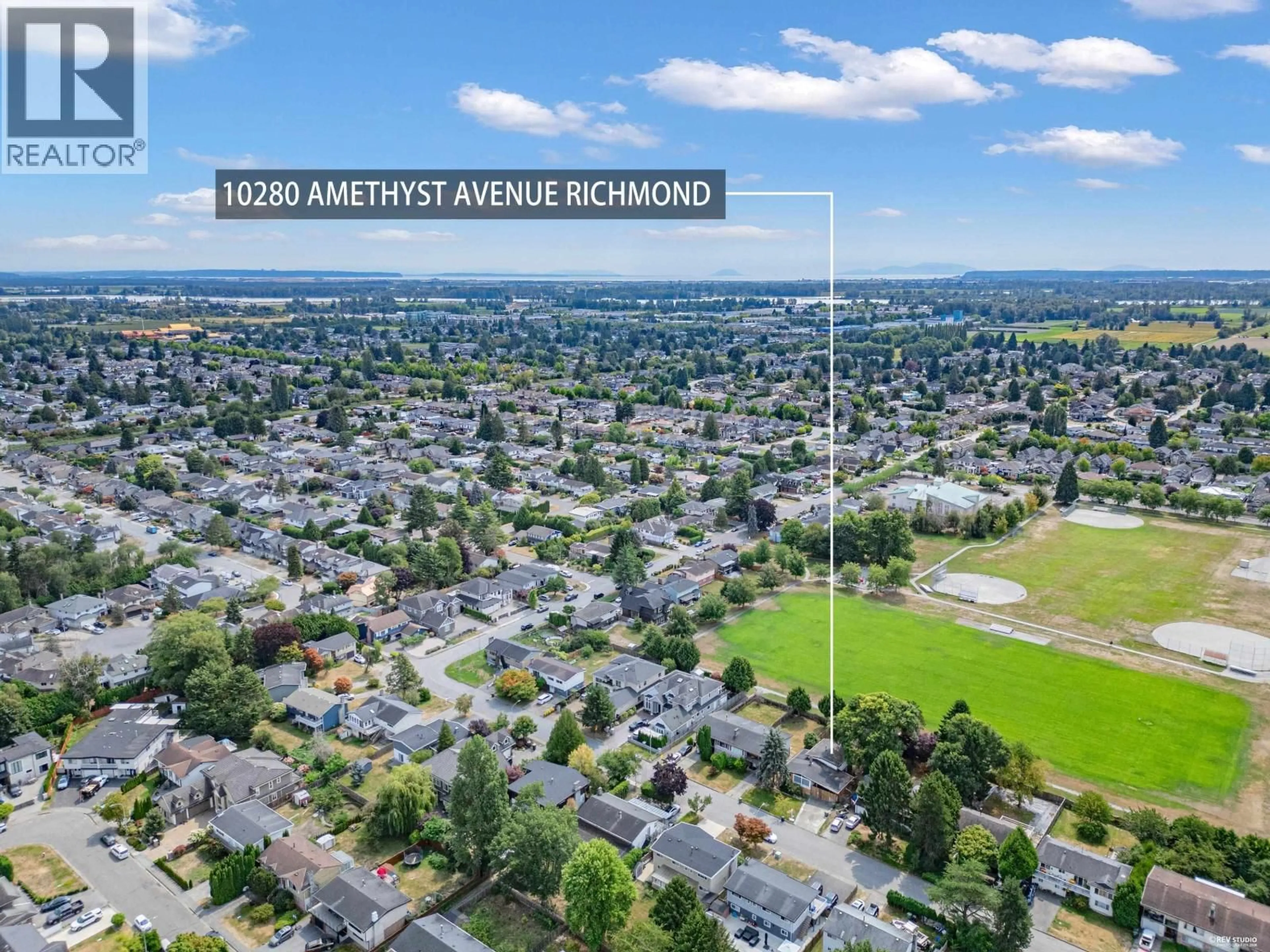 A pic from outside/outdoor area/front of a property/back of a property/a pic from drone, street for 10280 AMETHYST AVENUE, Richmond British Columbia V7A3A7