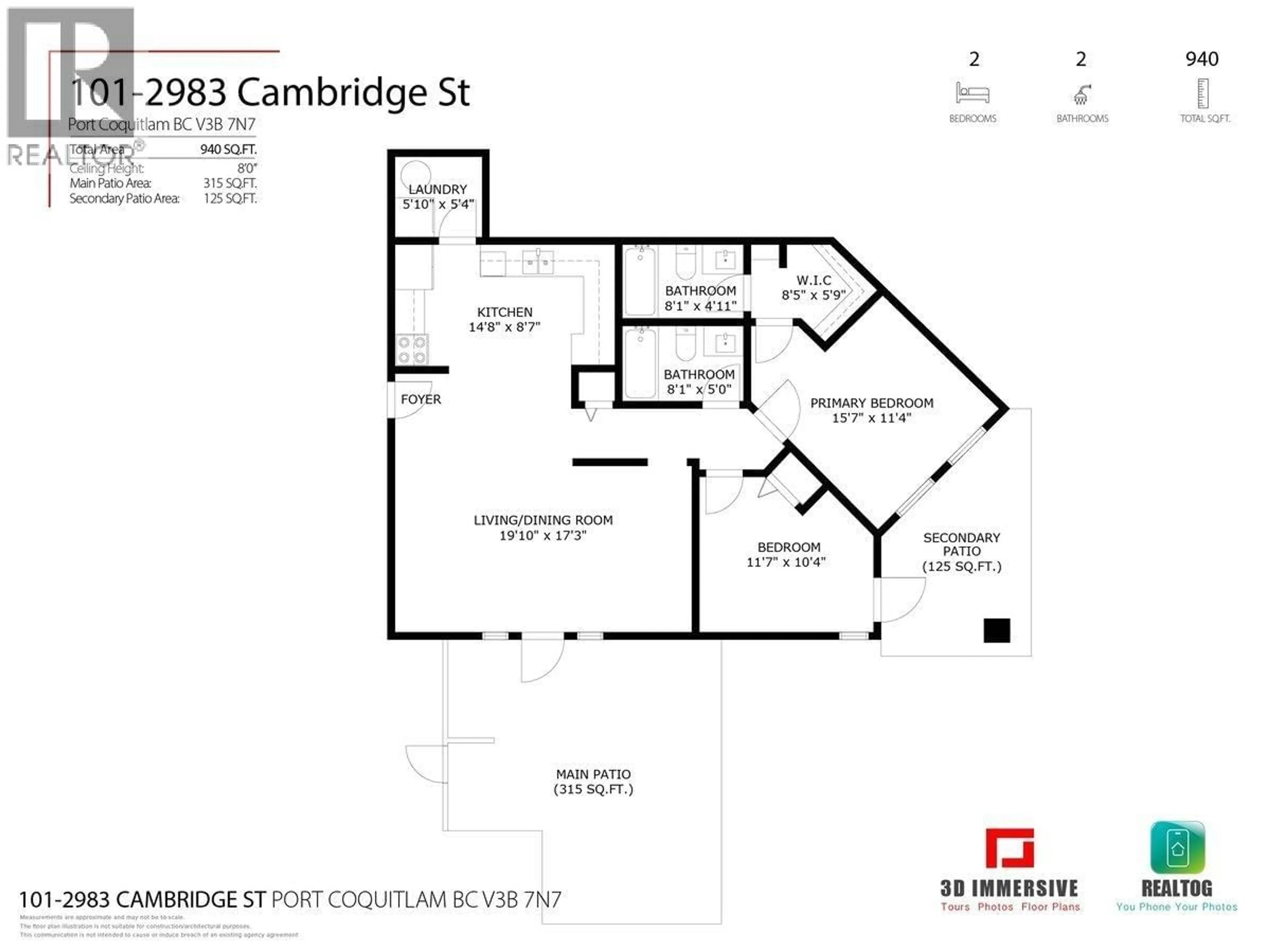 Floor plan for 101 - 2983 CAMBRIDGE STREET, Port Coquitlam British Columbia V3B7N7