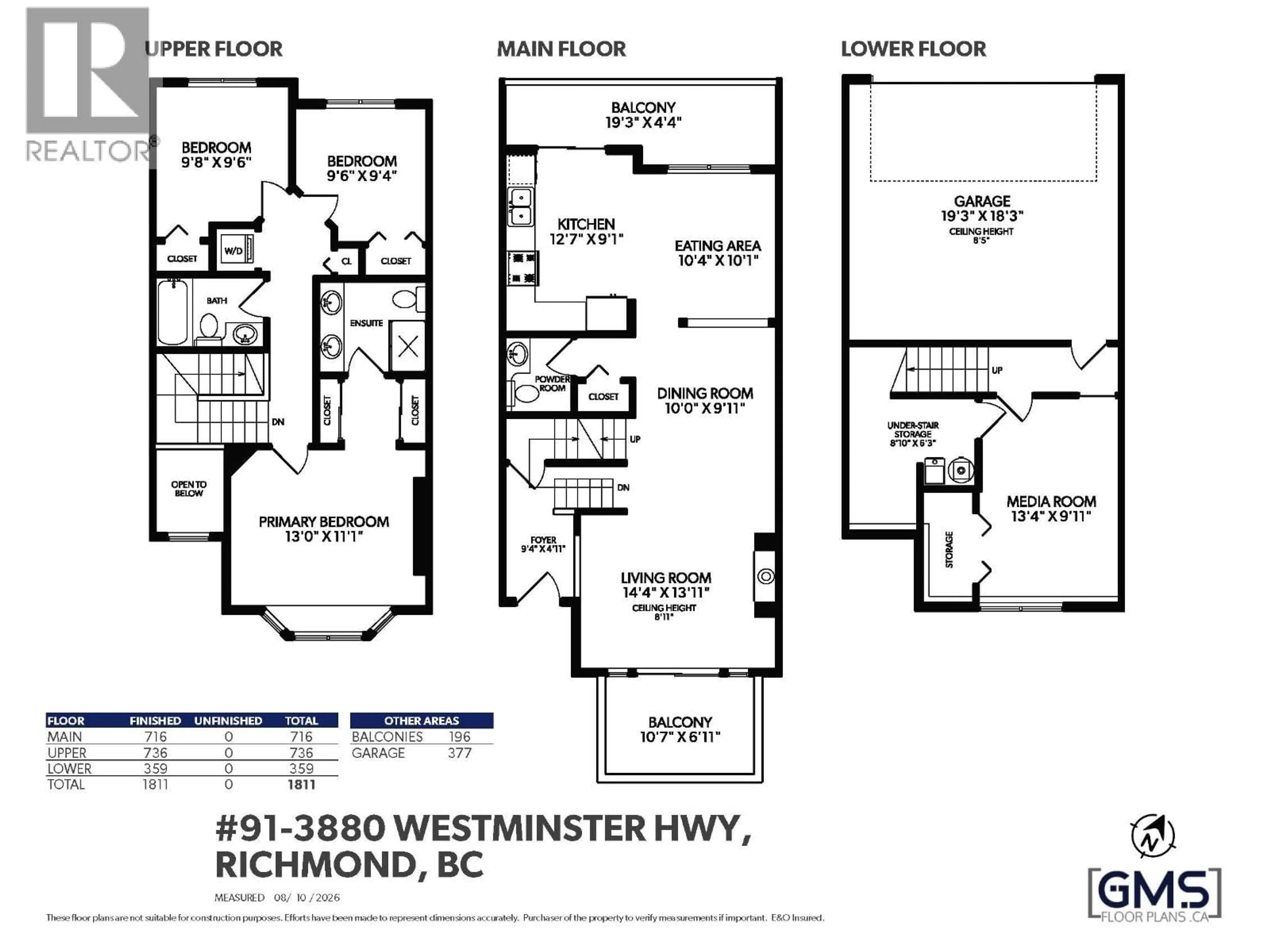 Floor plan for 91 - 3880 WESTMINSTER HIGHWAY, Richmond British Columbia V7C5S1