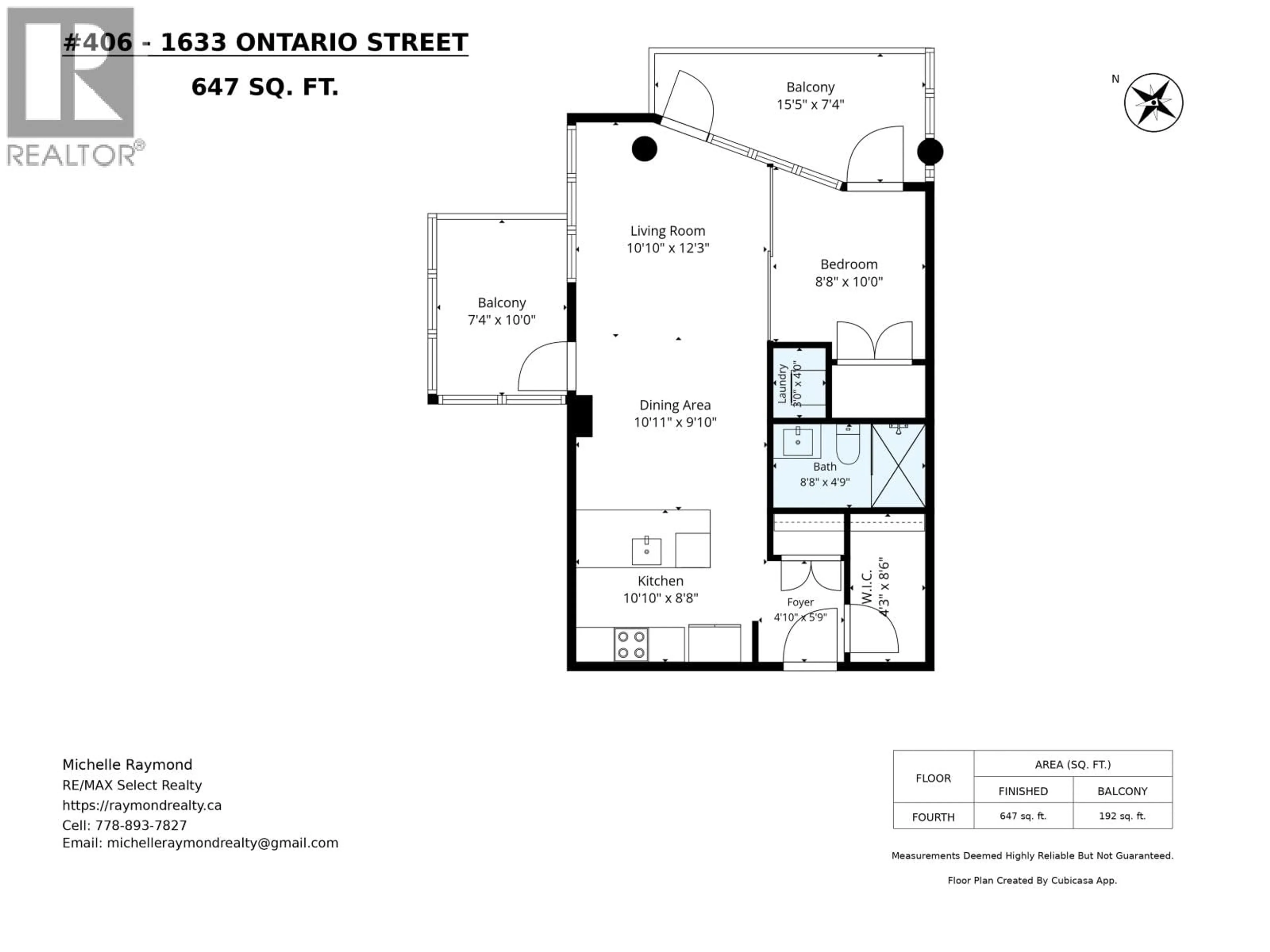 Floor plan for 406 - 1633 ONTARIO STREET, Vancouver British Columbia V5Y0C2