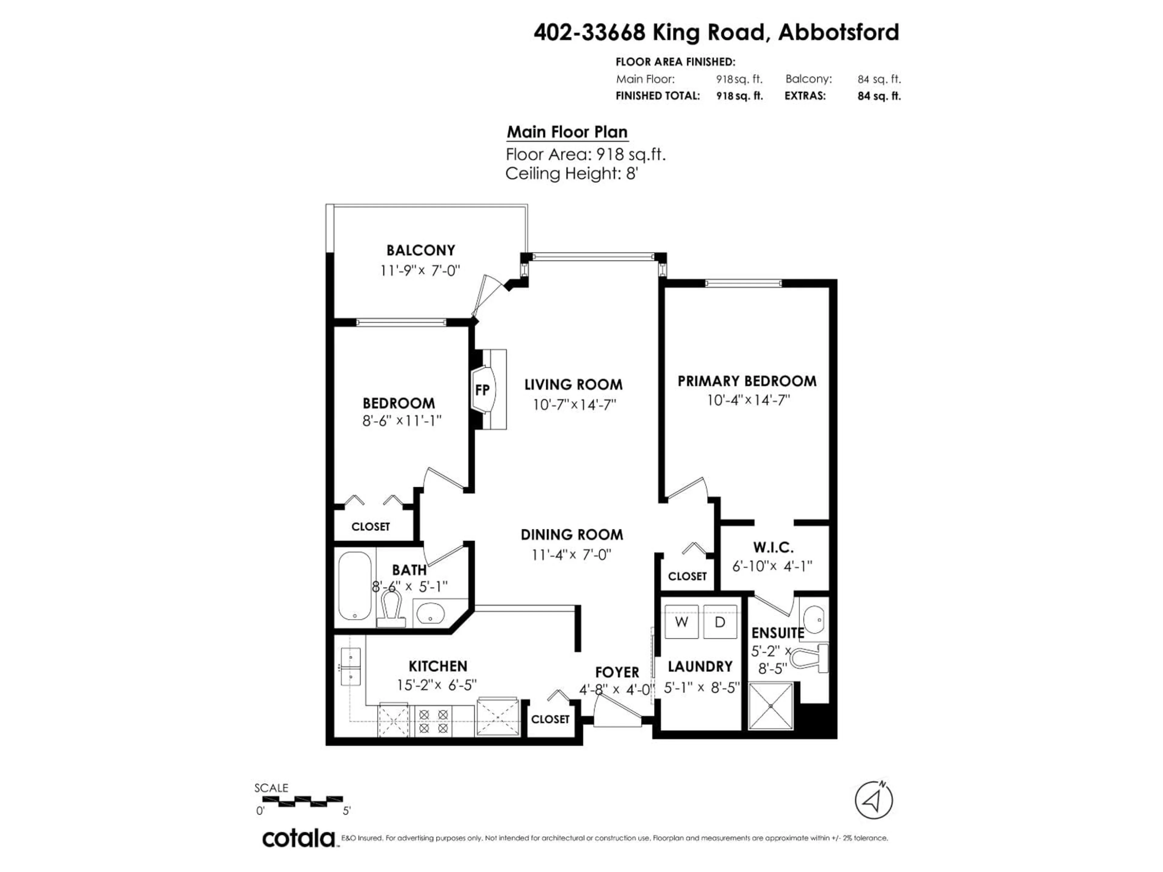 Floor plan for 402 - 33668 KING ROAD, Abbotsford British Columbia V2S7P8