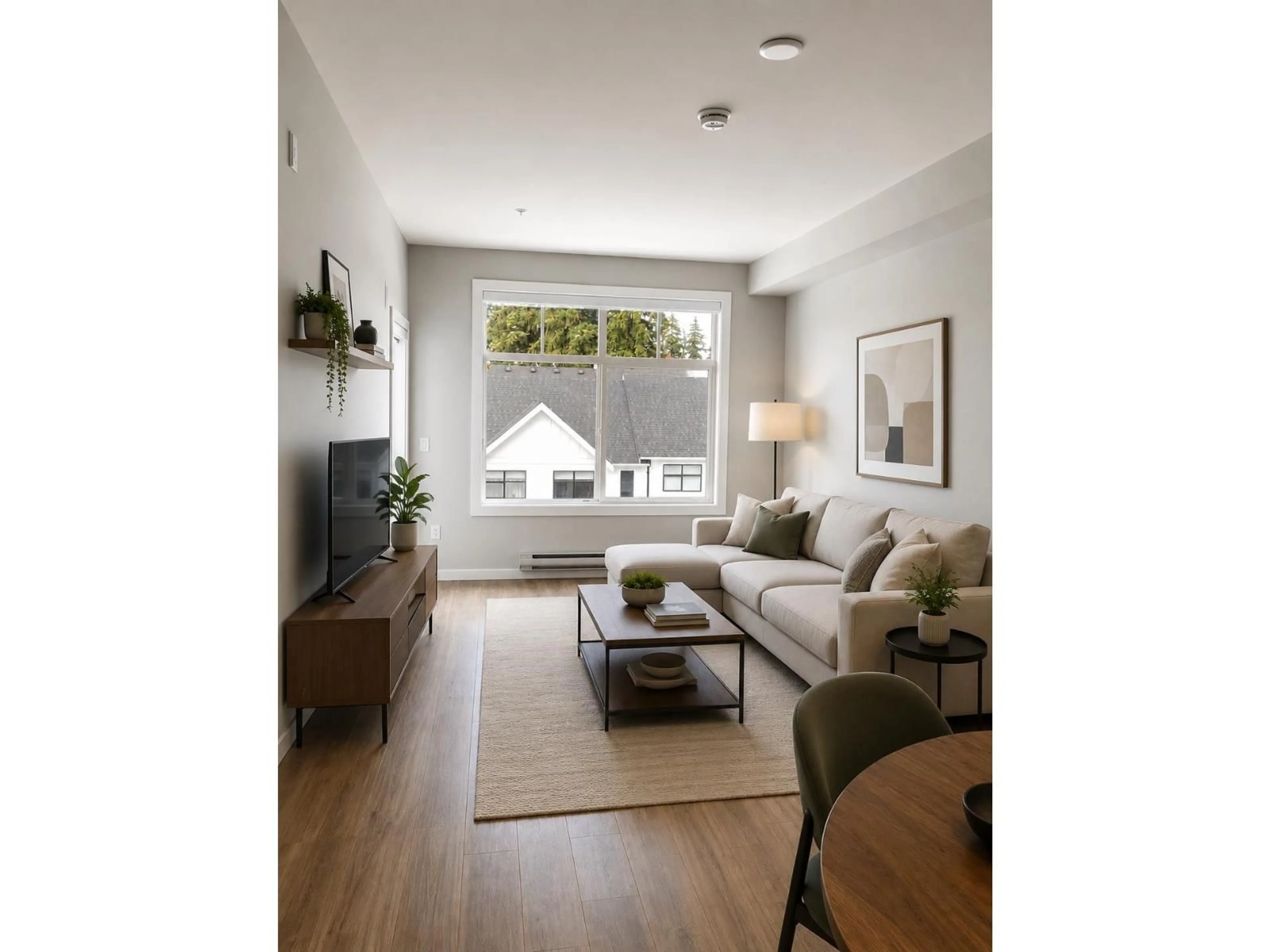 Living room with furniture, wood/laminate floor for 514 - 3317 148 STREET, Surrey British Columbia V4P0H9
