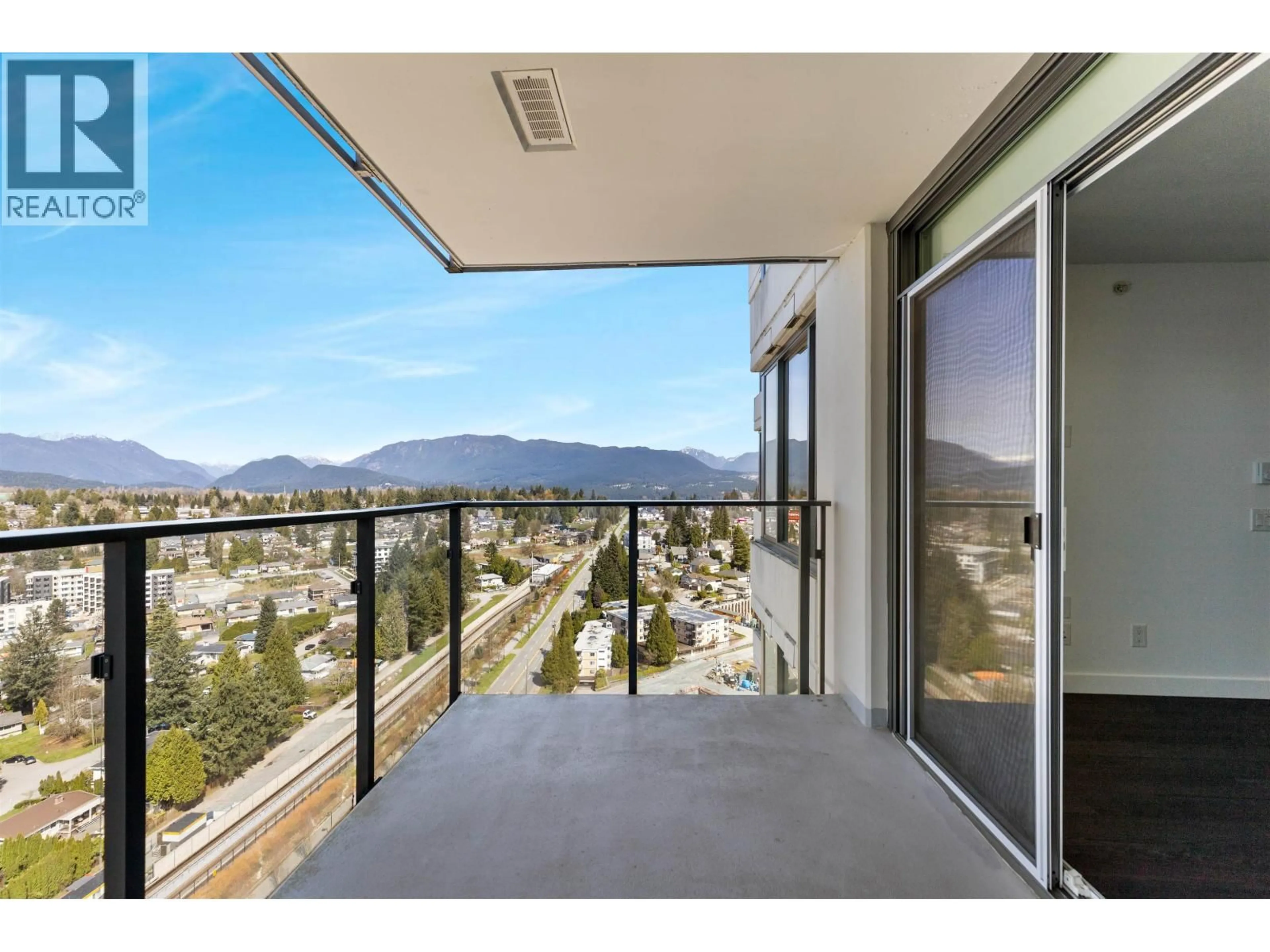 Balcony in the apartment, mountain view for 2501 - 602 COMO LAKE AVENUE, Coquitlam British Columbia V3J0G2