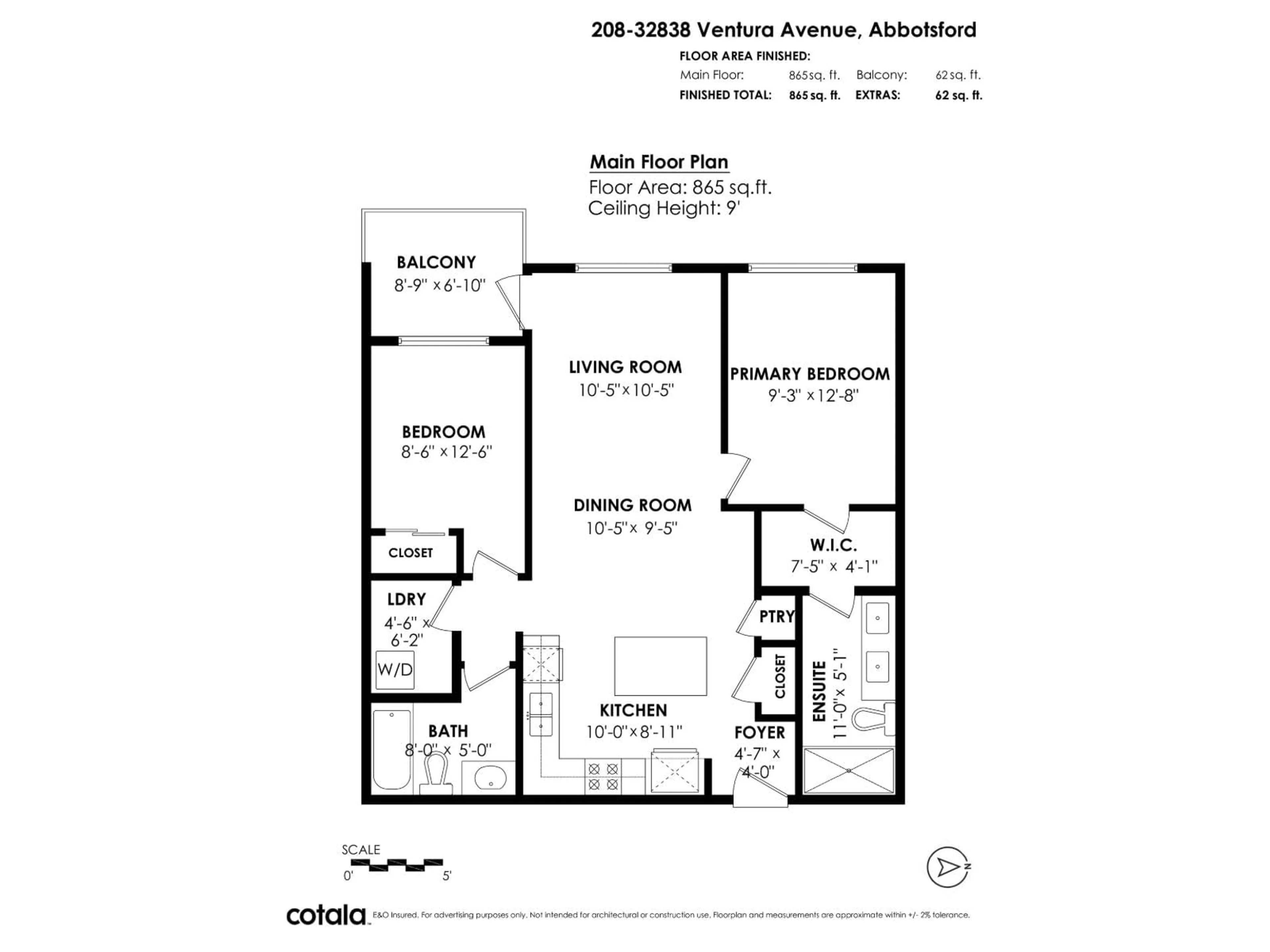 Floor plan for 208 - 32838 VENTURA AVENUE, Abbotsford British Columbia V2S6J3