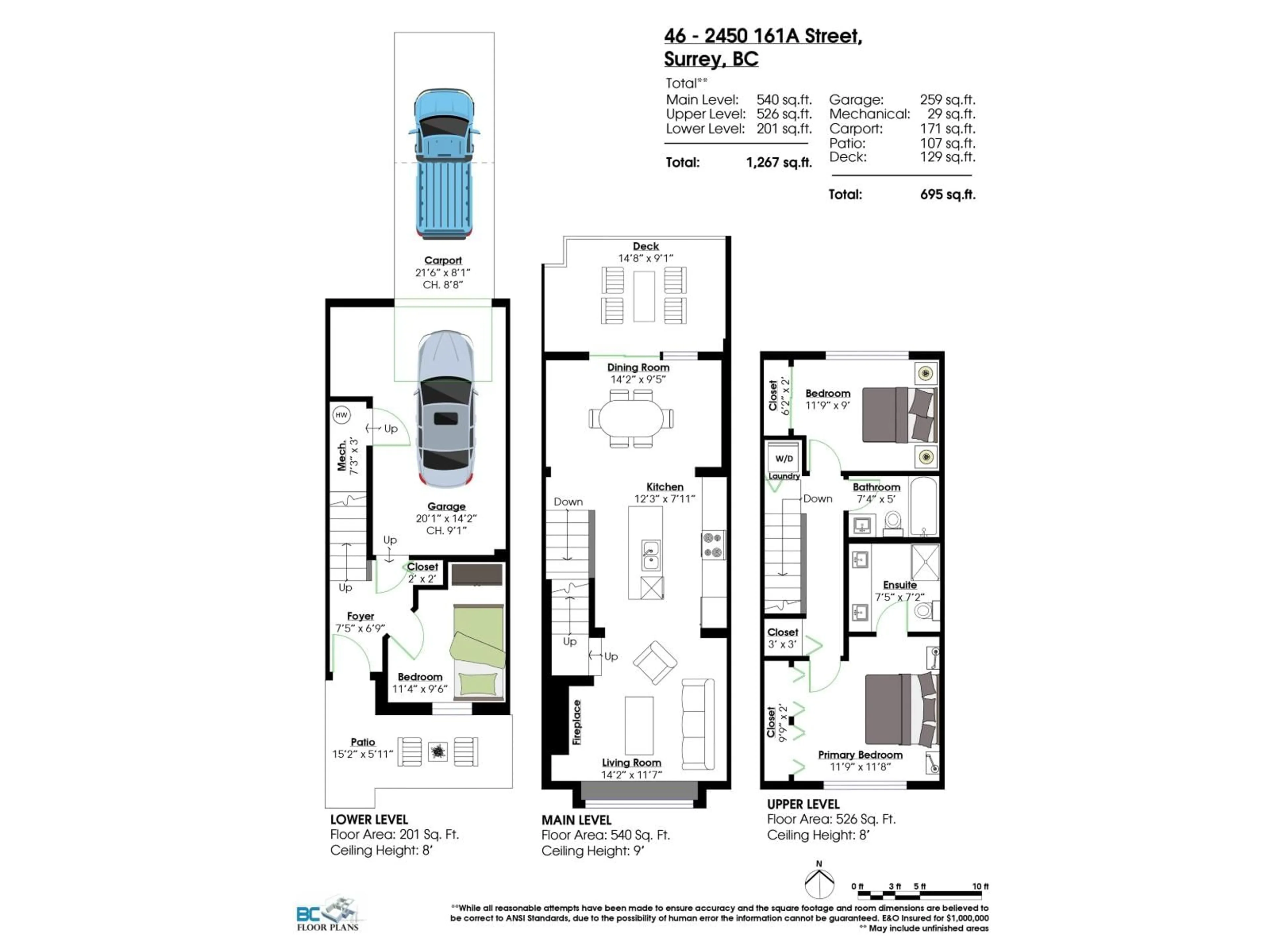 Floor plan for 46 - 2450 161A STREET, Surrey British Columbia V3Z8K4