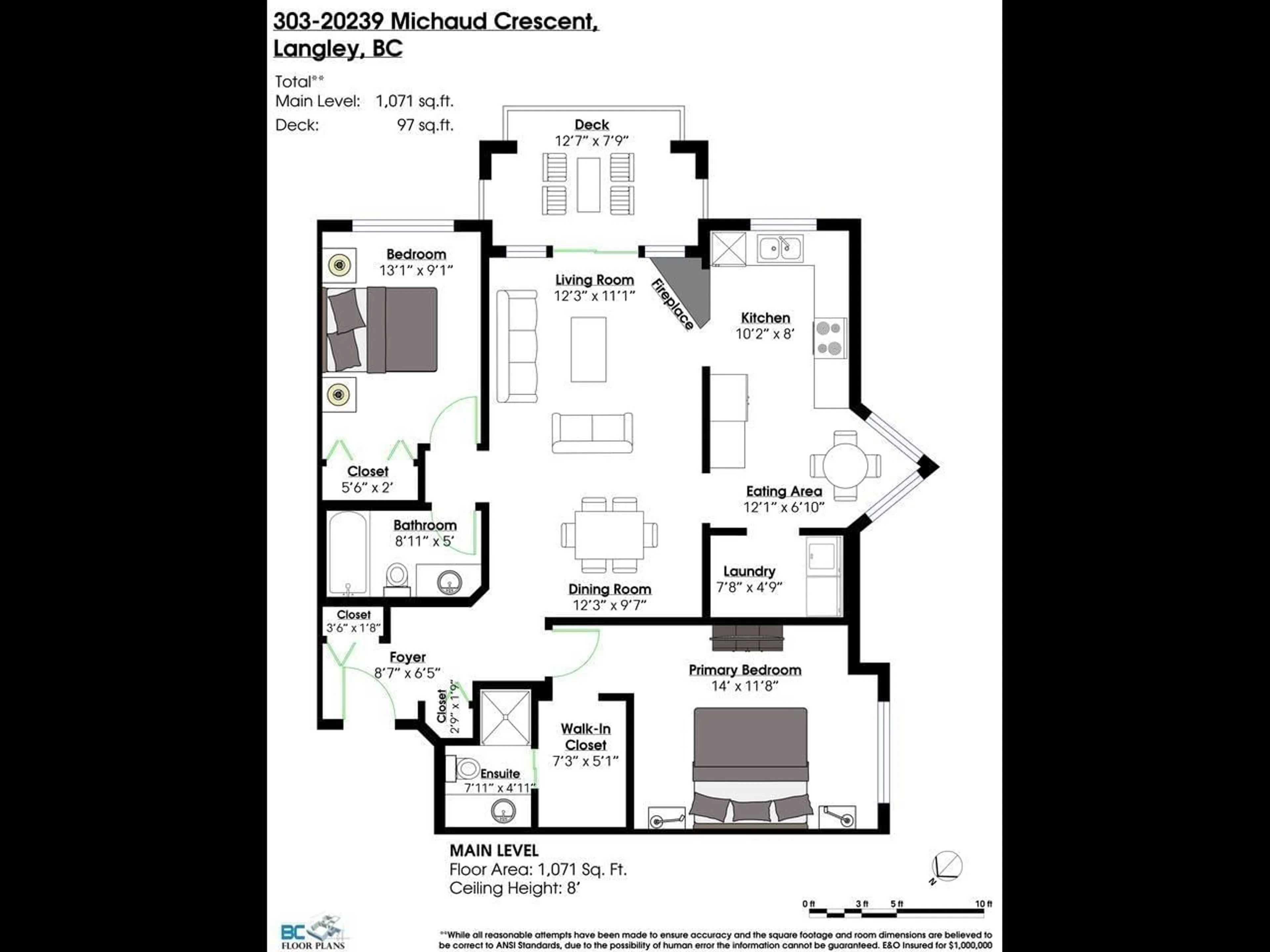 Floor plan for 303 - 20239 MICHAUD CRESCENT, Langley British Columbia V3A8L1