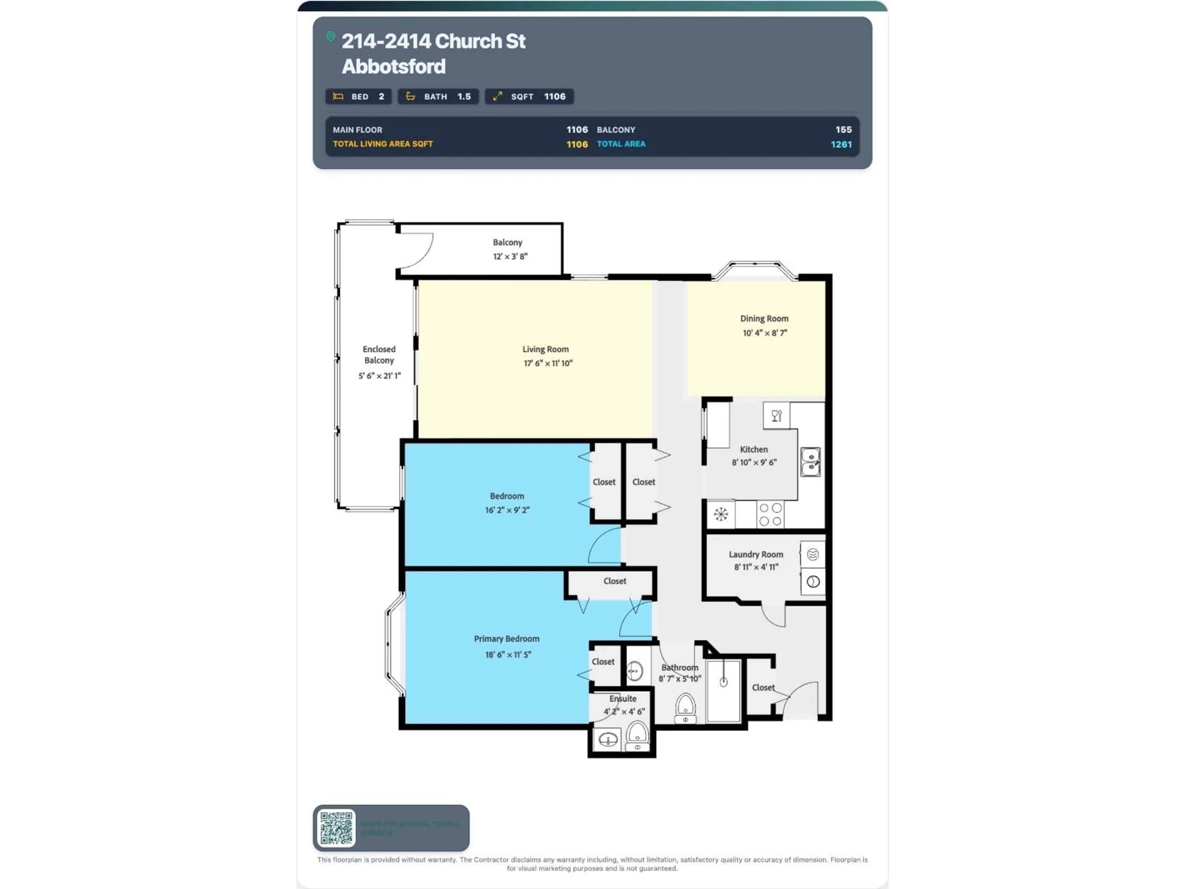 Floor plan for 214 - 2414 CHURCH STREET, Abbotsford British Columbia V2T3J7