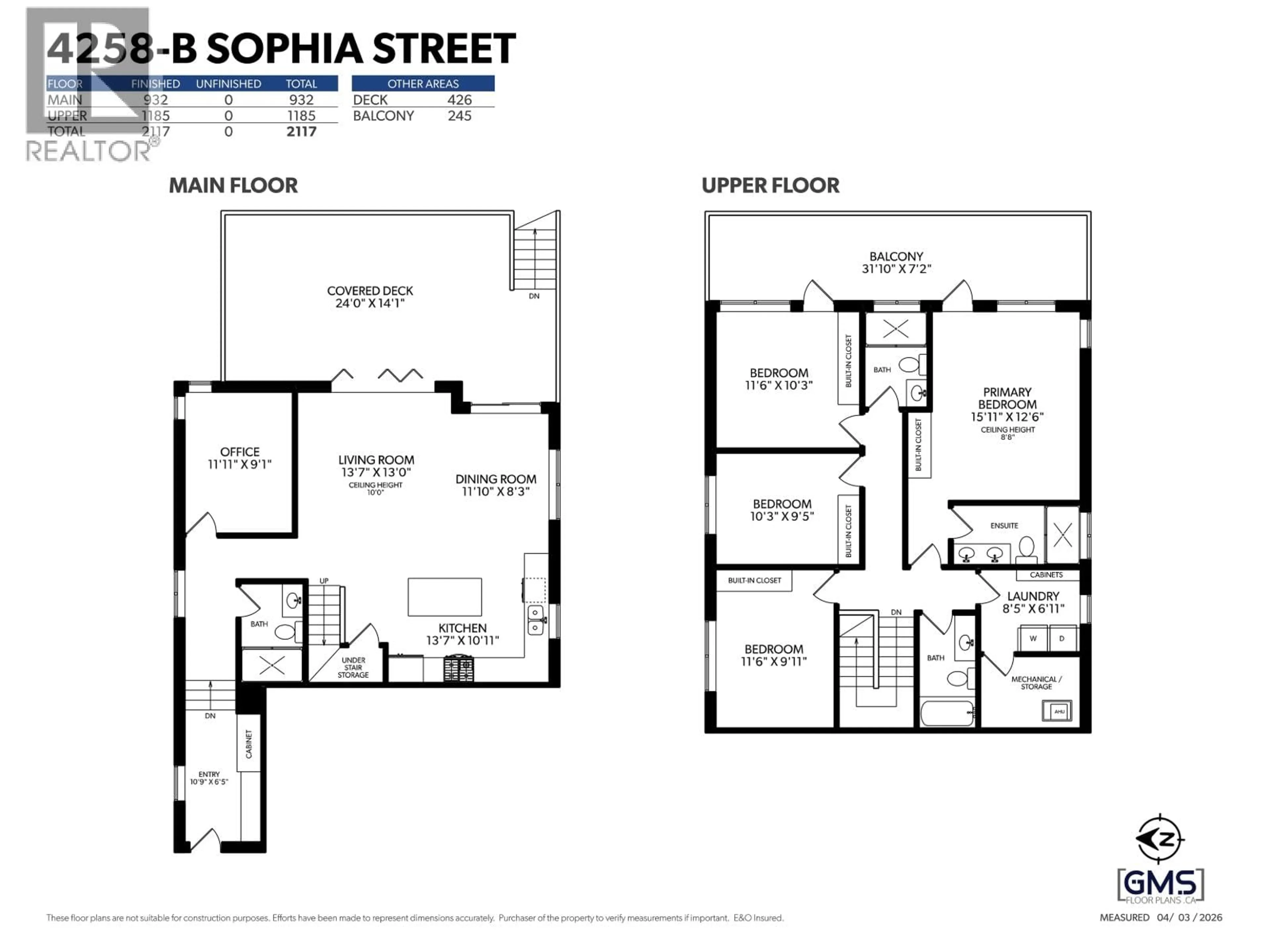 Floor plan for B - 4258 SOPHIA STREET, Vancouver British Columbia V5V3V7