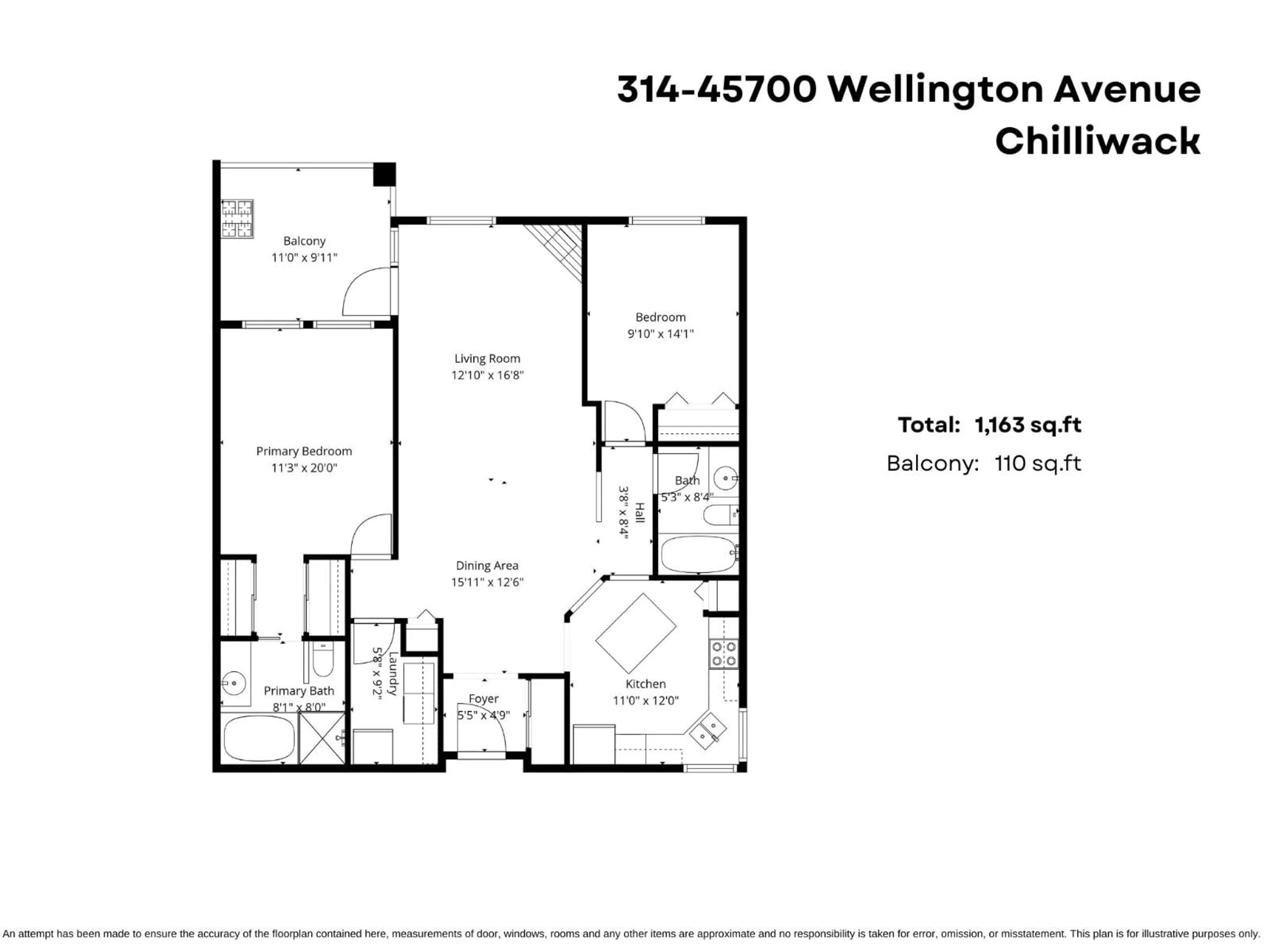 Floor plan for 314 - 45700 WELLINGTON AVENUE, Chilliwack British Columbia V2P2E4