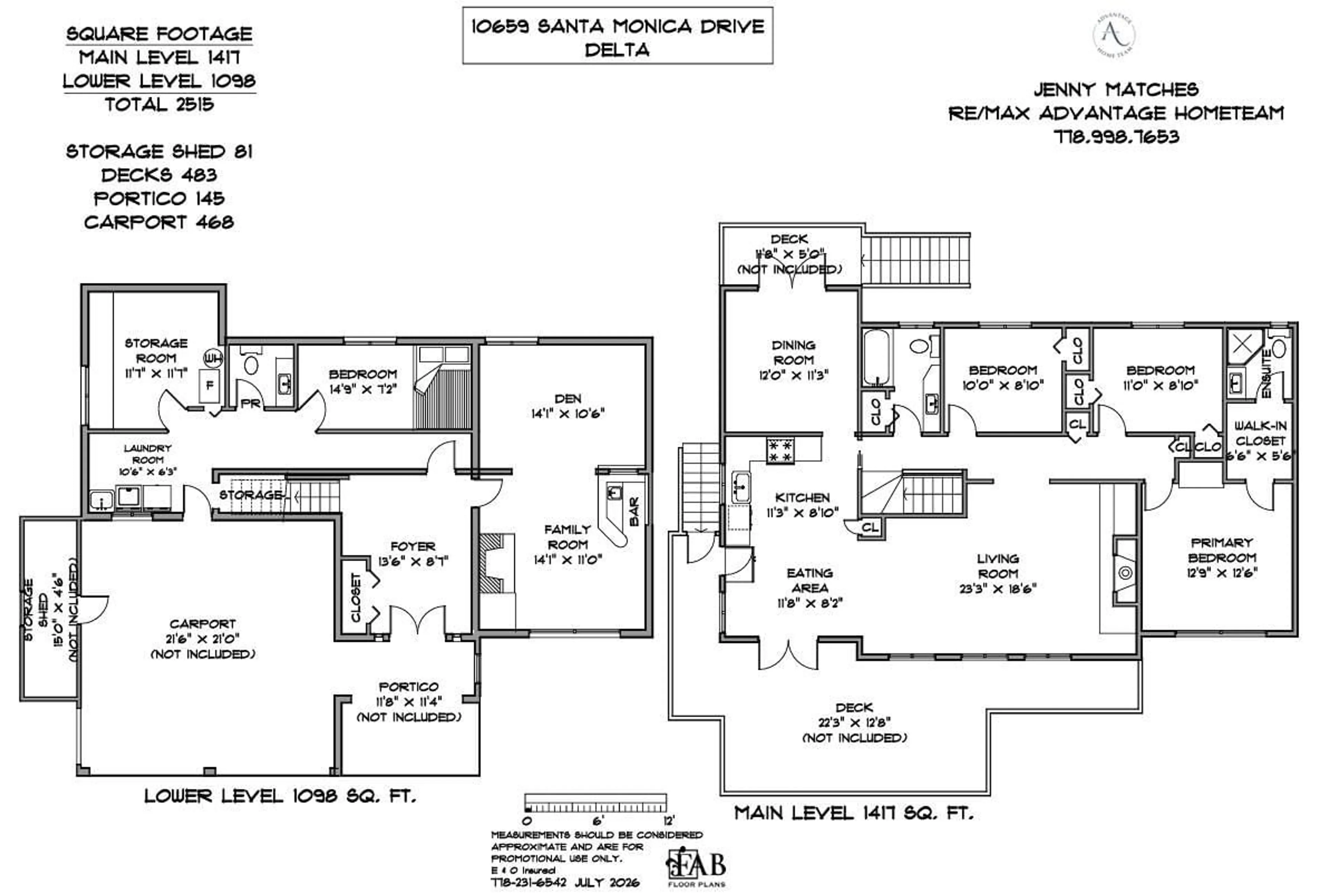 Floor plan for 10659 SANTA MONICA DRIVE, Delta British Columbia V4C1P9