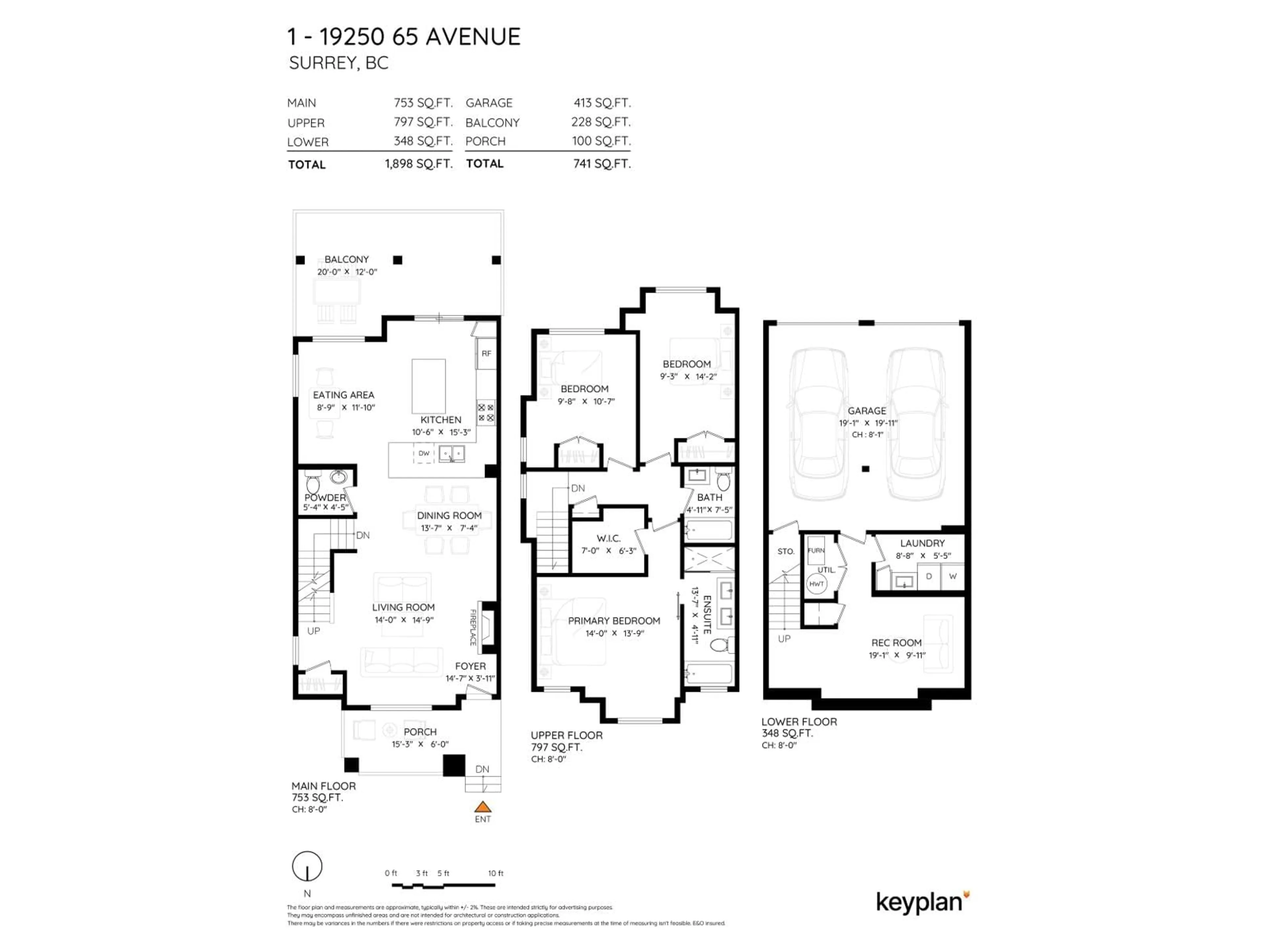 Floor plan for 1 - 19250 65 AVENUE, Surrey British Columbia V4N5R7