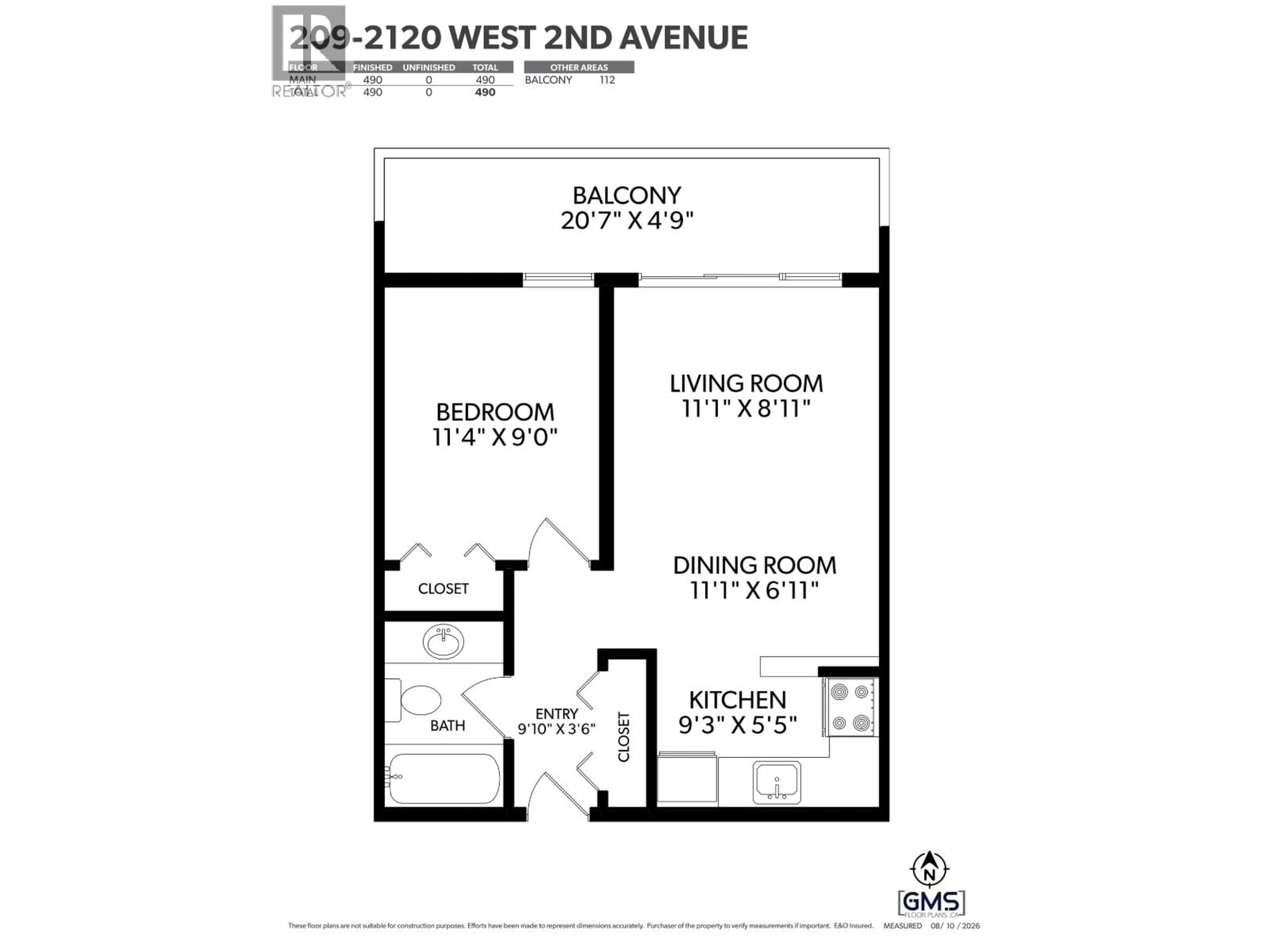 Floor plan for 209 - 2120 2ND AVENUE, Vancouver British Columbia V6K1H6