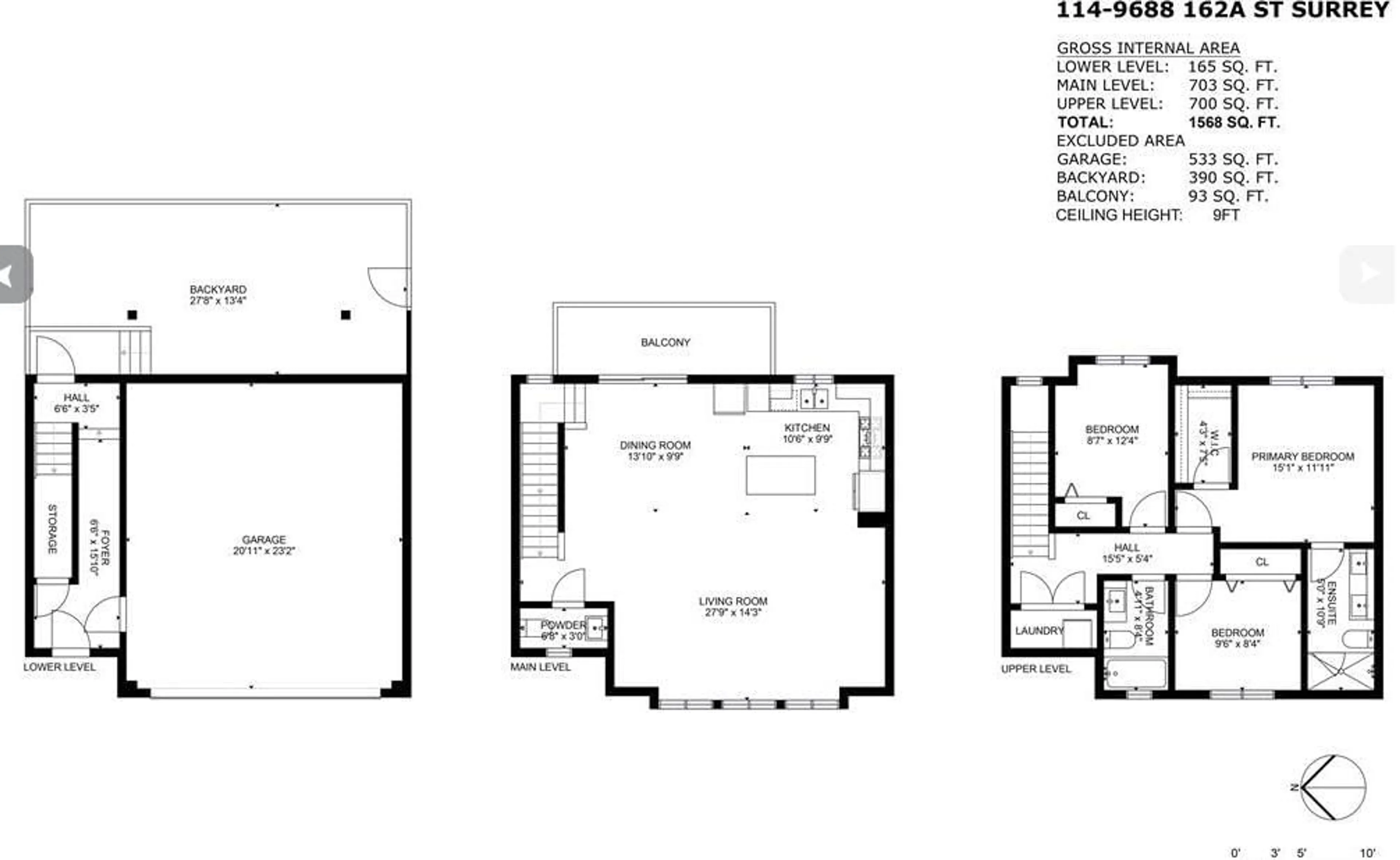 Floor plan for 114 - 9688 162A STREET, Surrey British Columbia V4N6V3