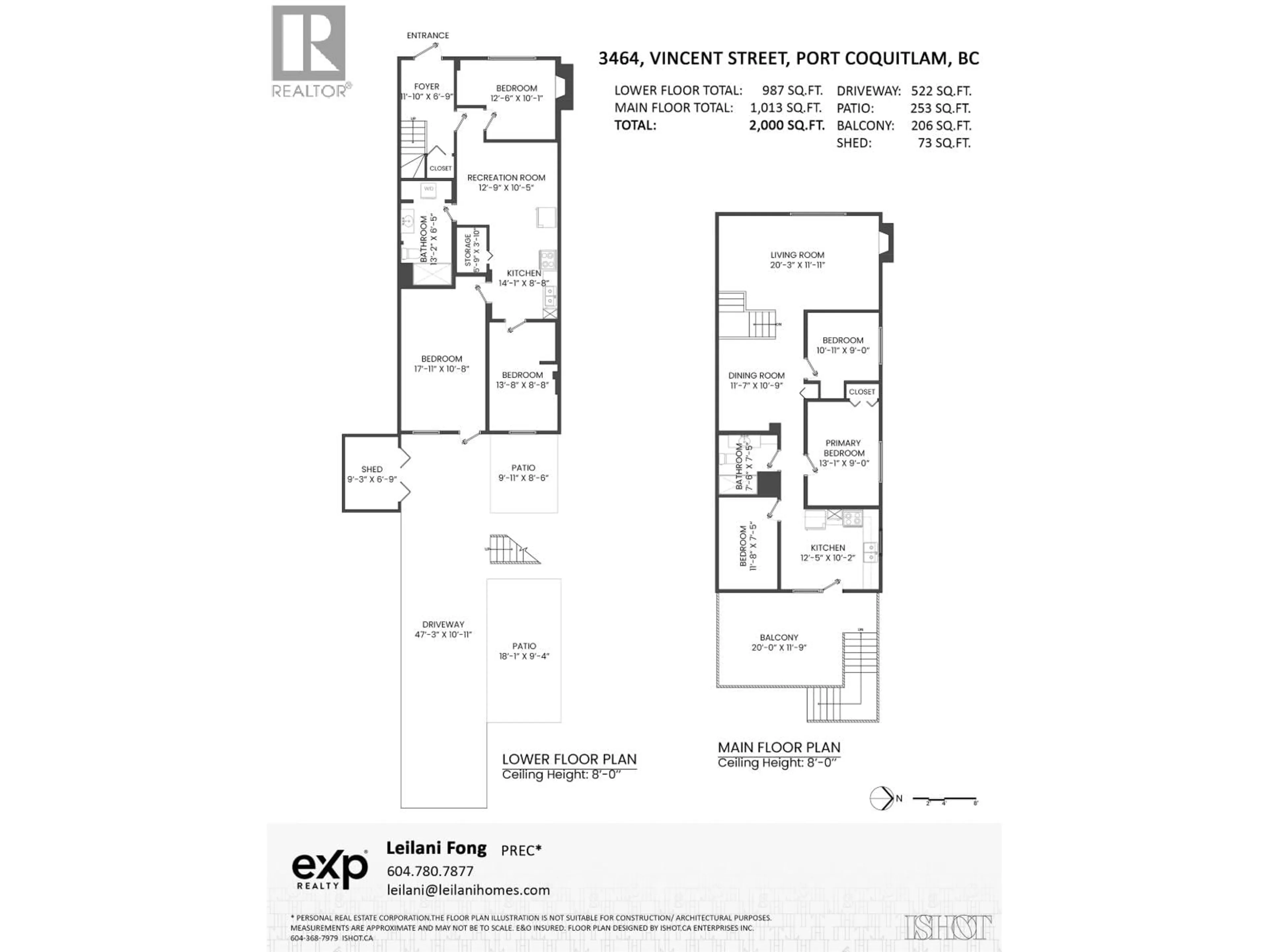 Floor plan for 3464 VINCENT STREET, Port Coquitlam British Columbia V3B3T7