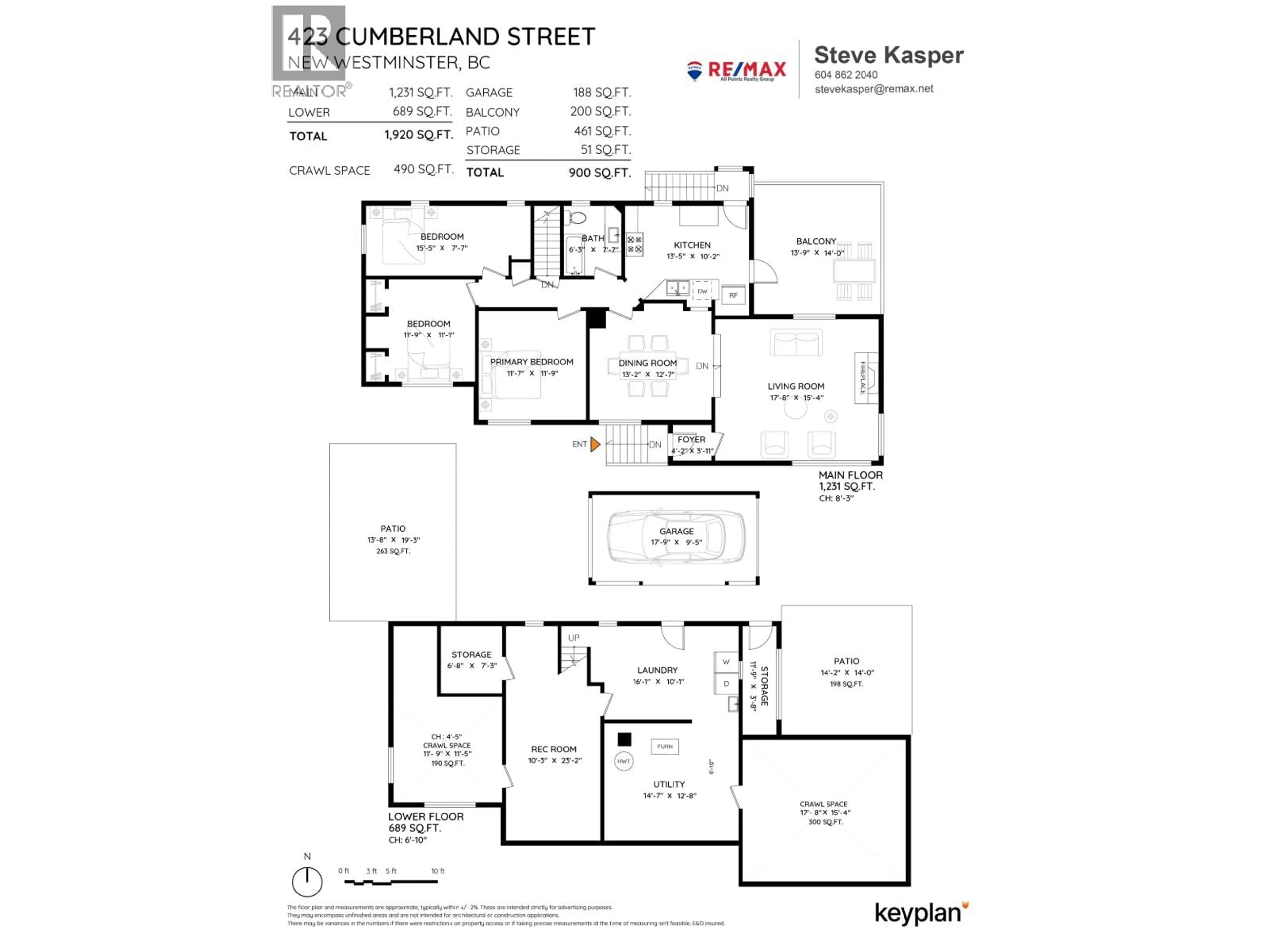 Floor plan for 423 CUMBERLAND STREET, New Westminster British Columbia V3L3G6