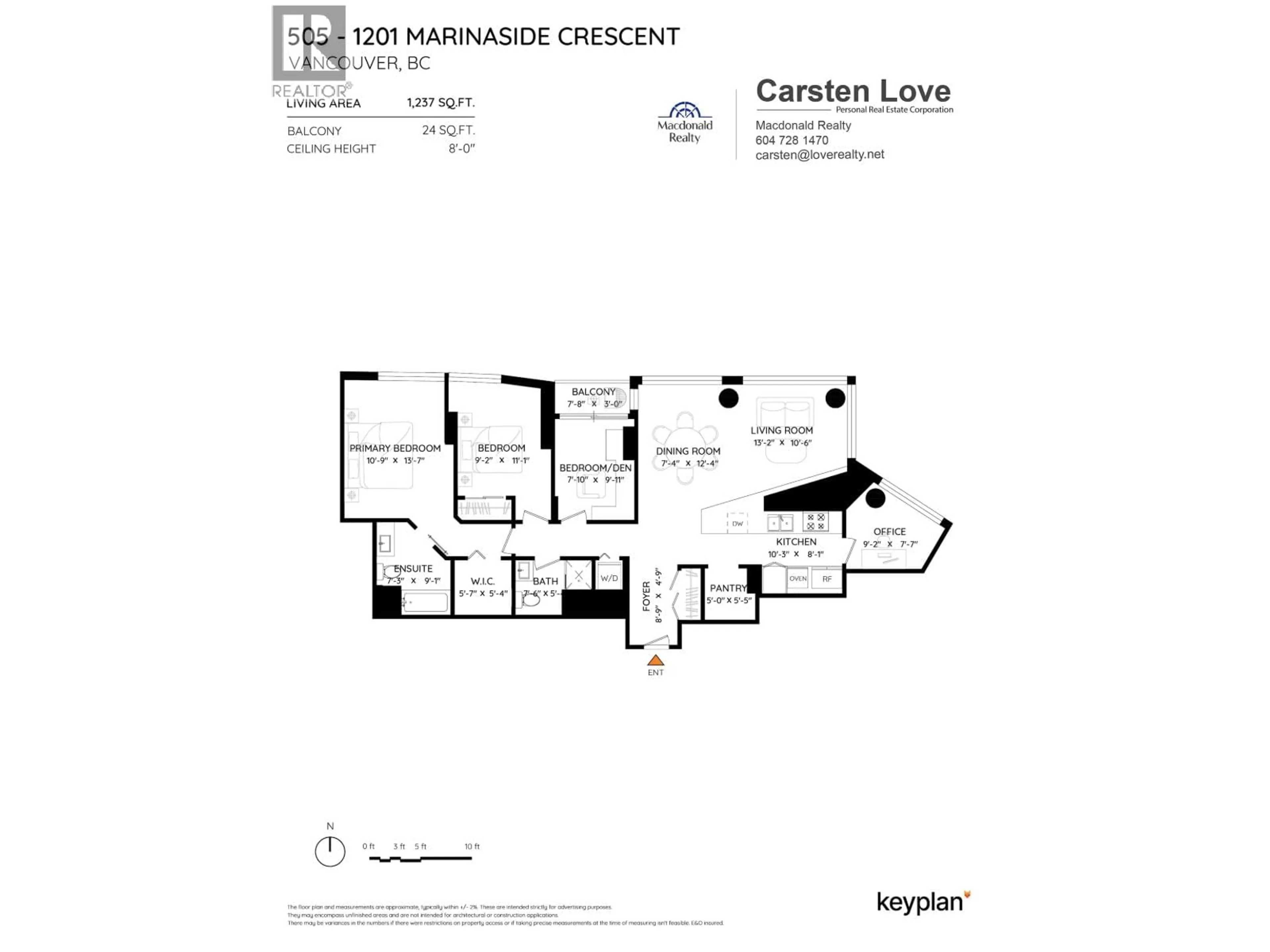 Floor plan for 505 - 1201 MARINASIDE CRESCENT, Vancouver British Columbia V6Z2V2