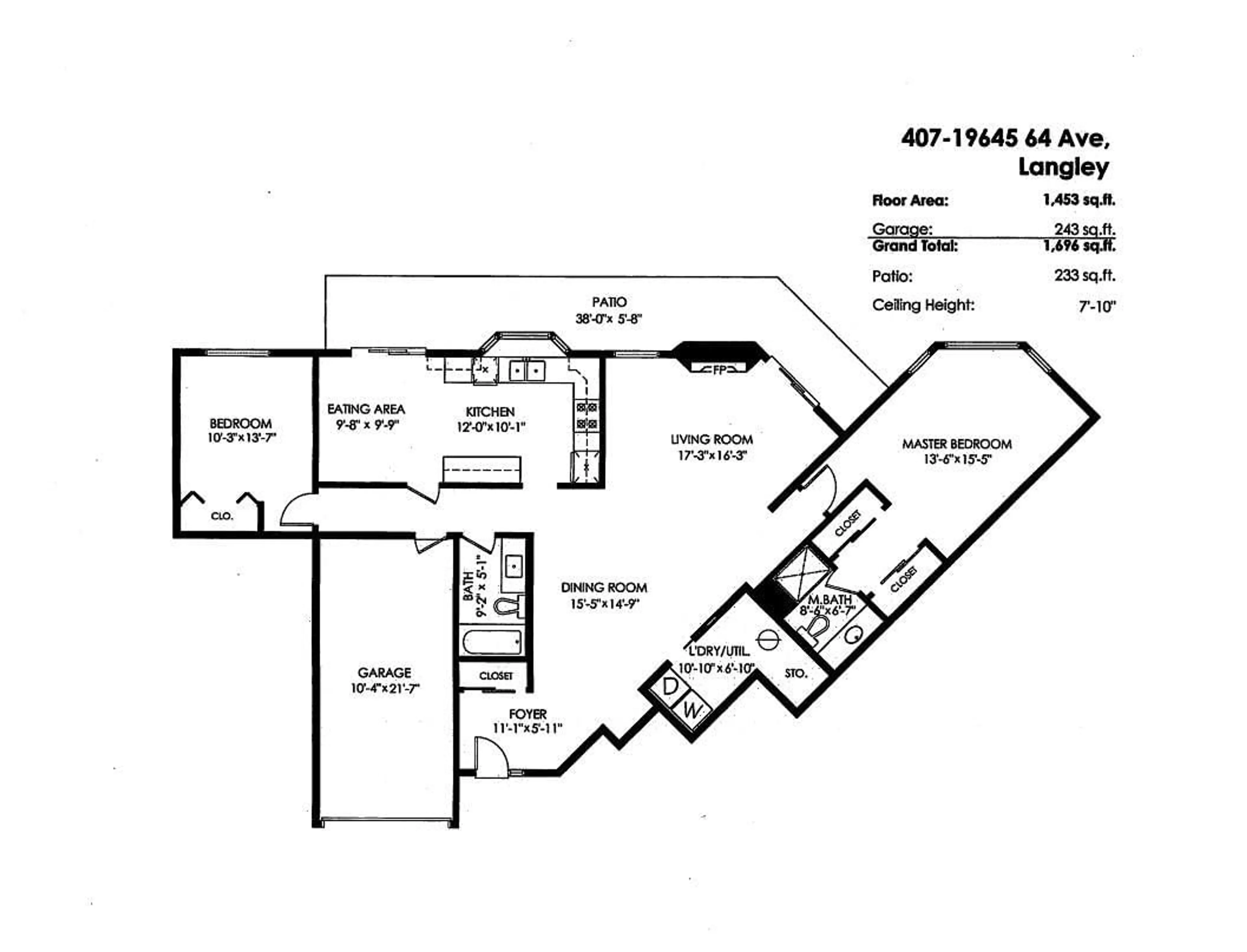 Floor plan for 407 - 19645 64 AVENUE, Langley British Columbia V2Y1L2