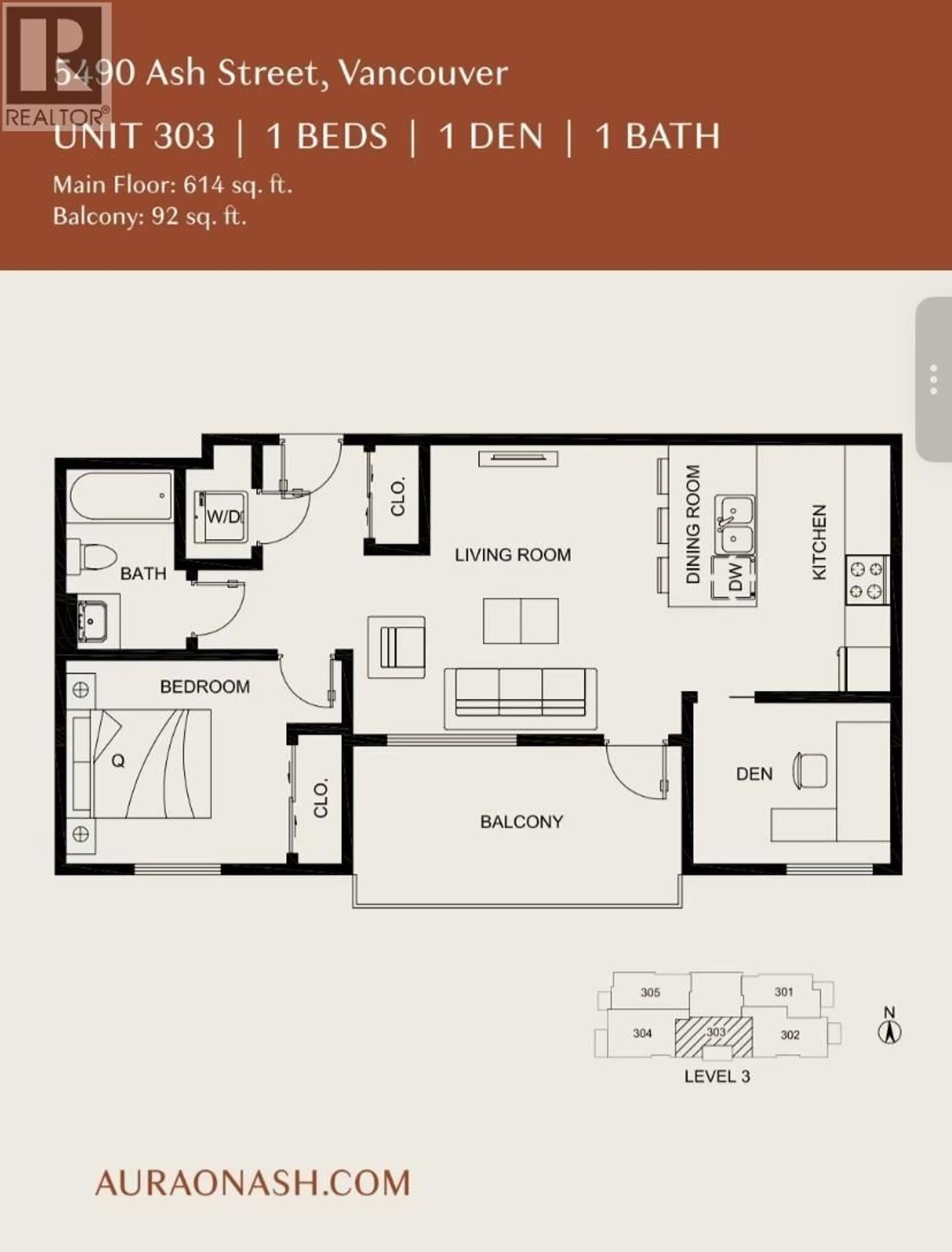 Floor plan for 303 - 5490 ASH STREET, Vancouver British Columbia V5Z3G6