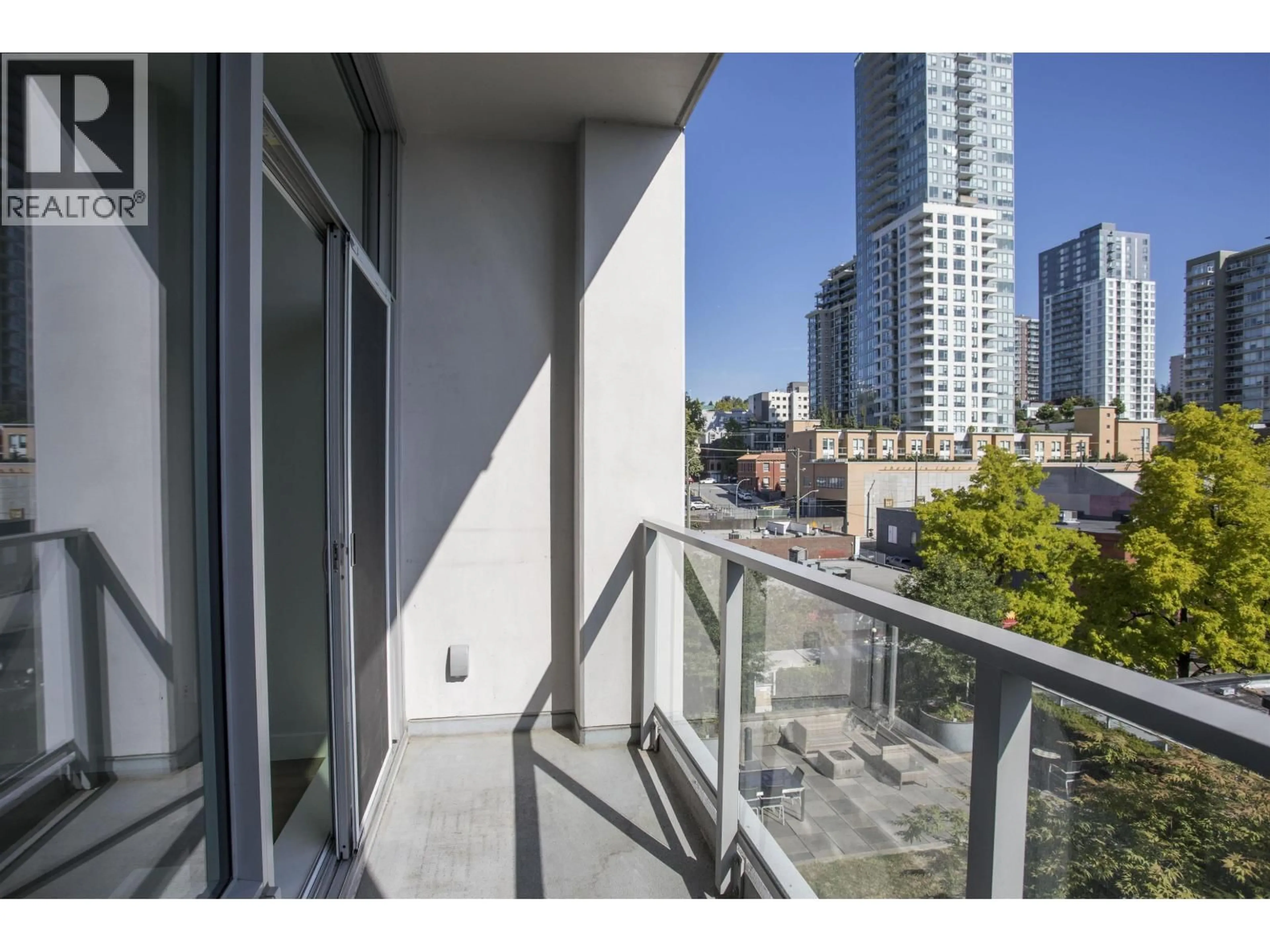 Balcony in the apartment, city buildings view from balcony for 707 - 668 COLUMBIA STREET, New Westminster British Columbia V3M1A9