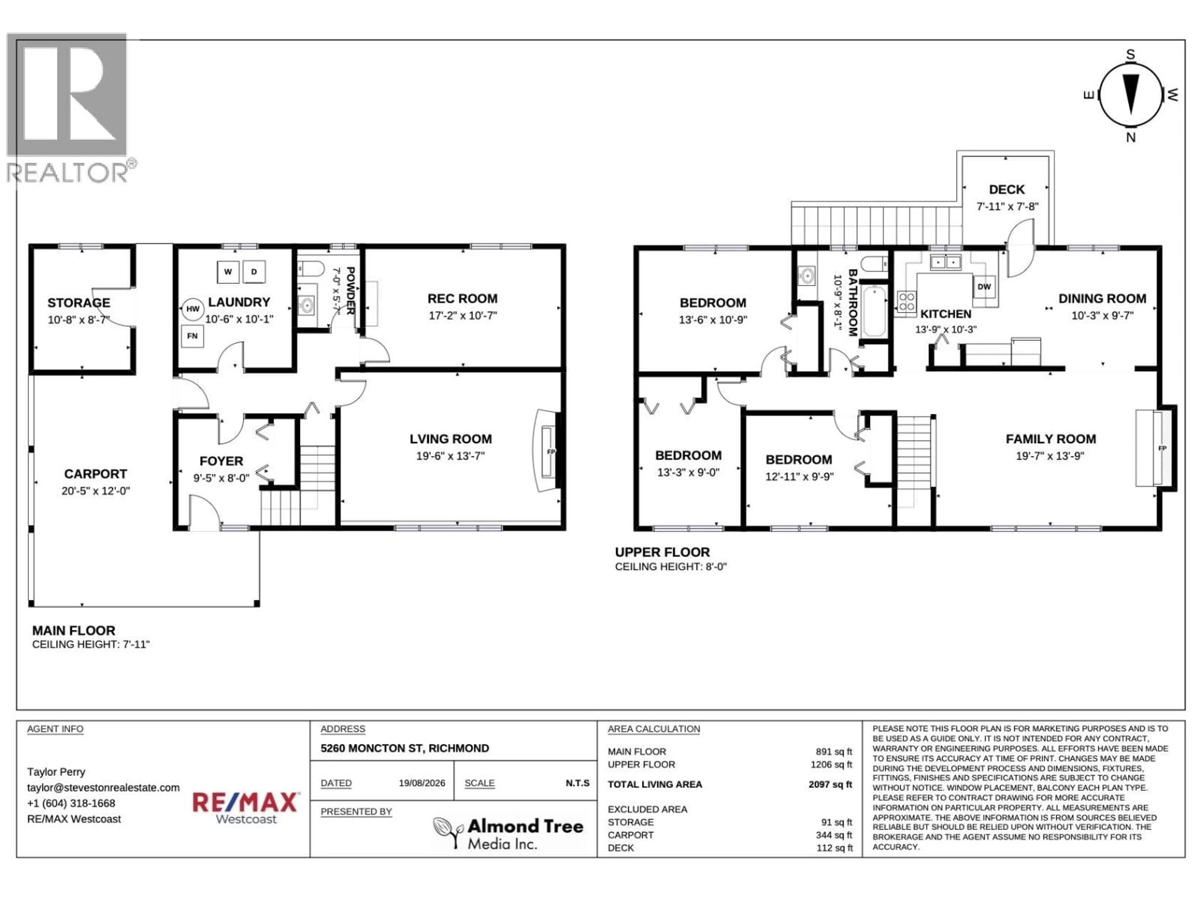 Floor plan for 5260 MONCTON STREET, Richmond British Columbia V7E3B3
